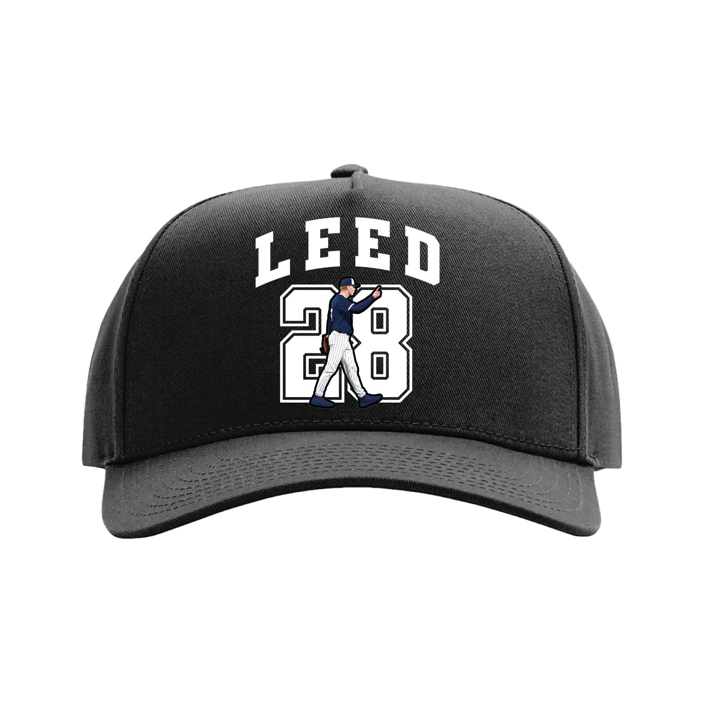 Full Fabric Five-Panel Champ Cap — Number in Black