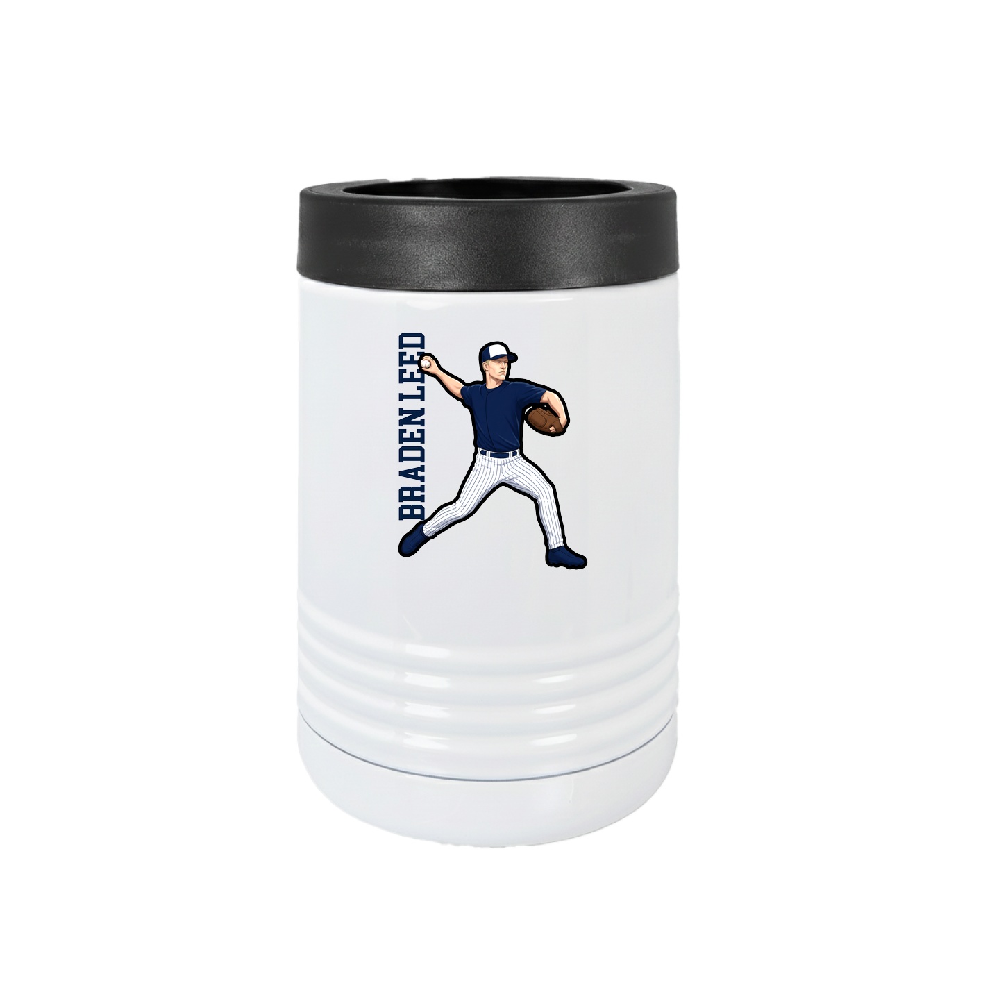 Beverage Holder — Name Vertical in White