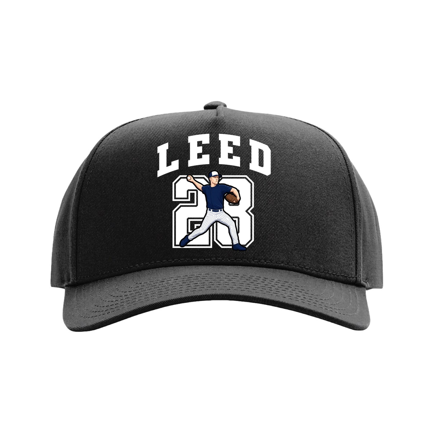 Full Fabric Five-Panel Champ Cap — Number in Black