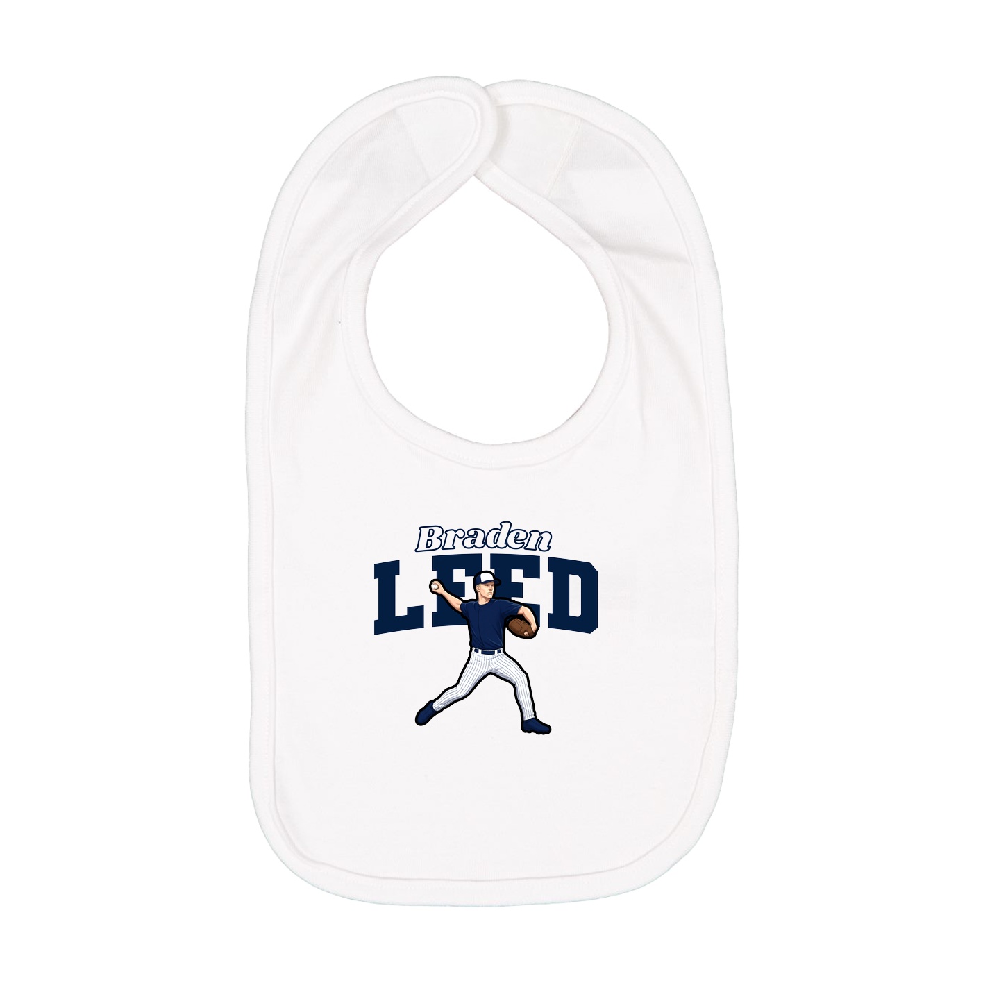 Infant Bib — Name Arch in White