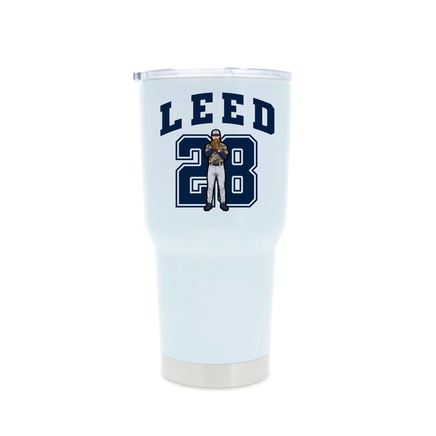30oz Stainless Steel Tumbler — Number in White