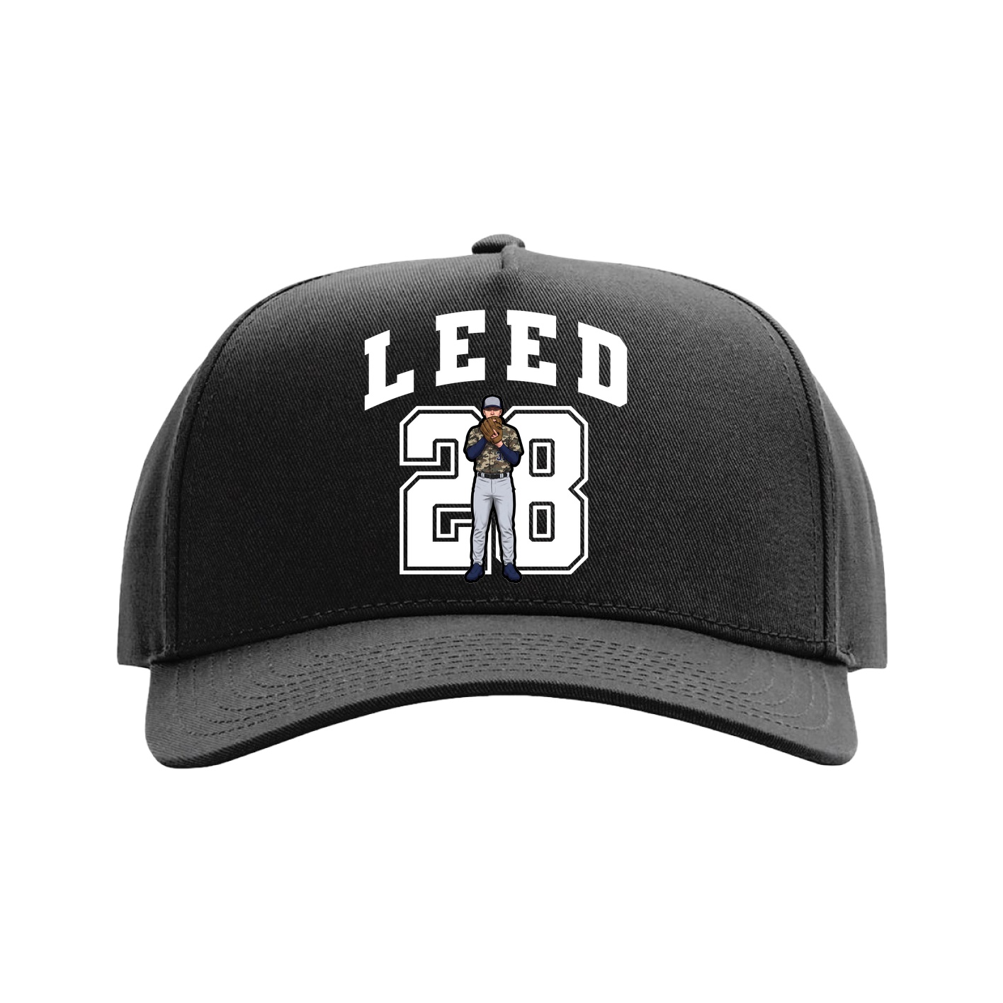Full Fabric Five-Panel Champ Cap — Number in Black