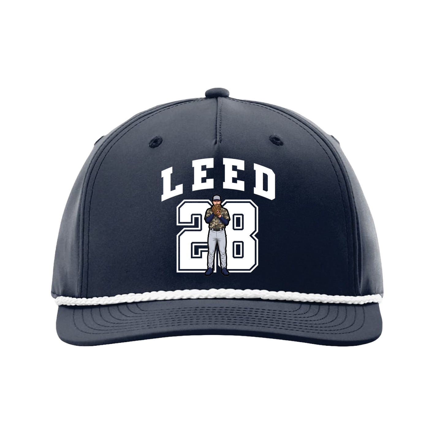 Five-Panel Classic Rope Cap — Number in Navy