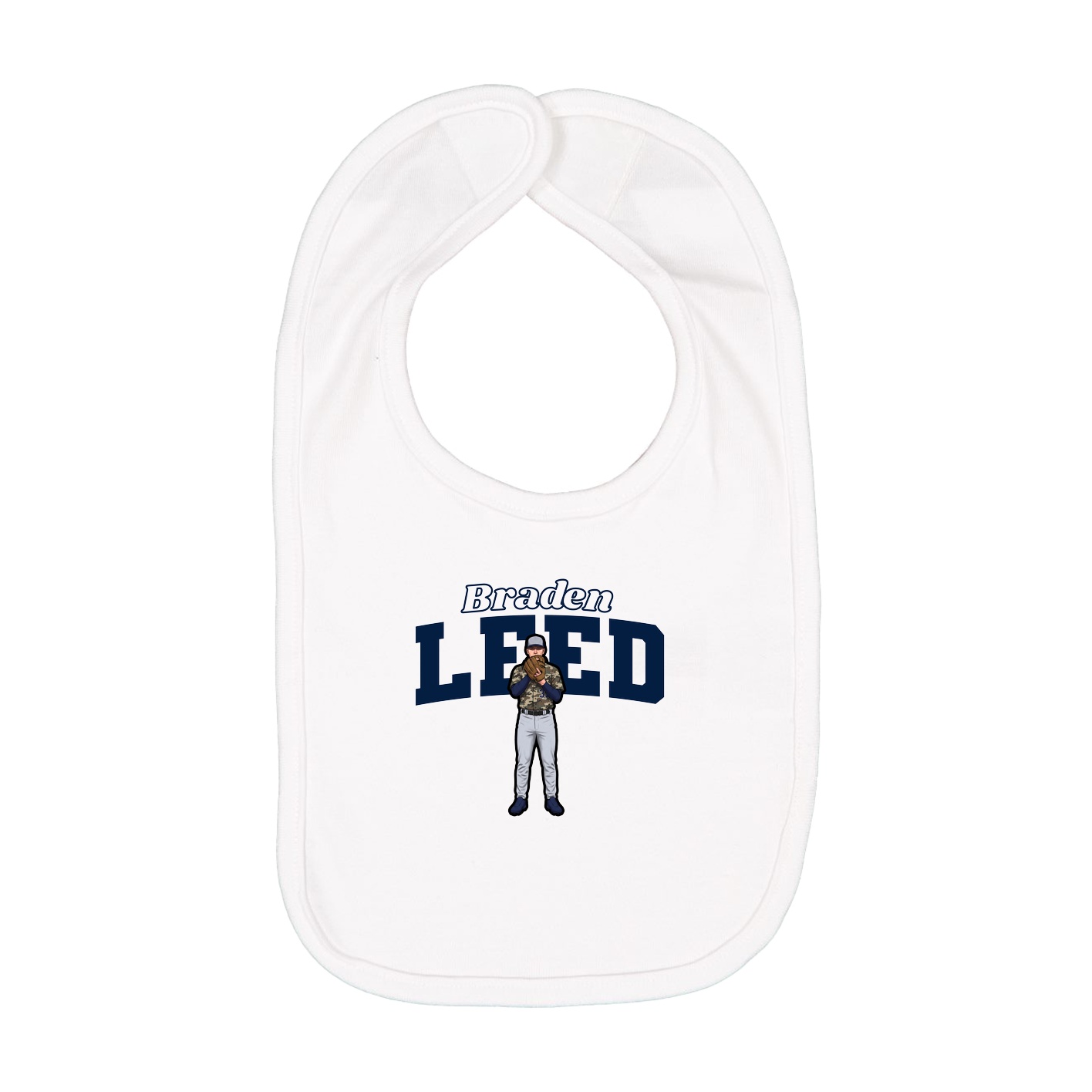 Infant Bib — Name Arch in White