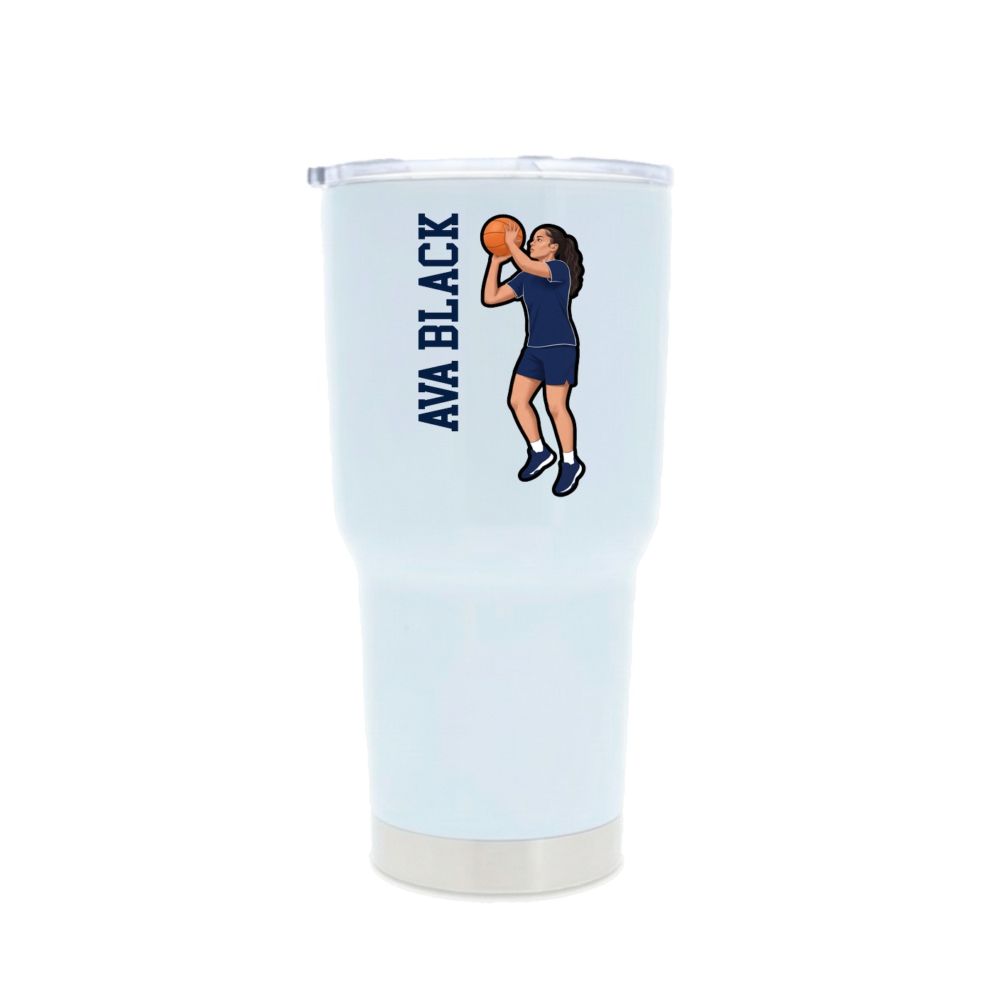 30oz Stainless Steel Tumbler — Name Vertical in White