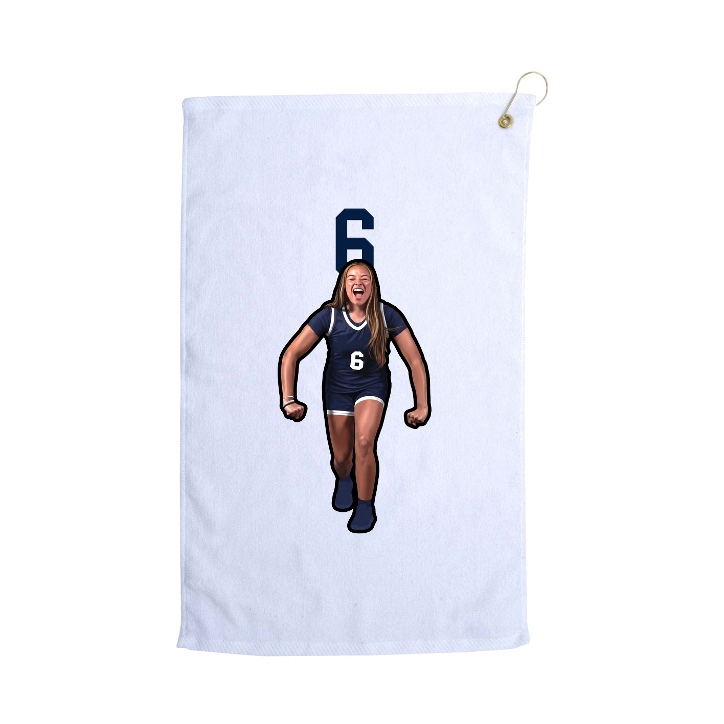 Golf Towel — Number Top in White