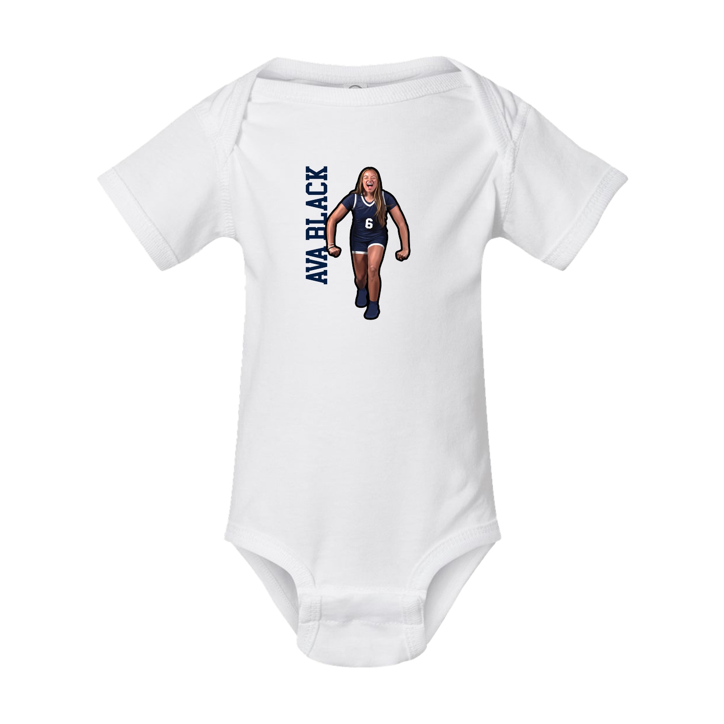 Baby Onesie — Name Vertical in White