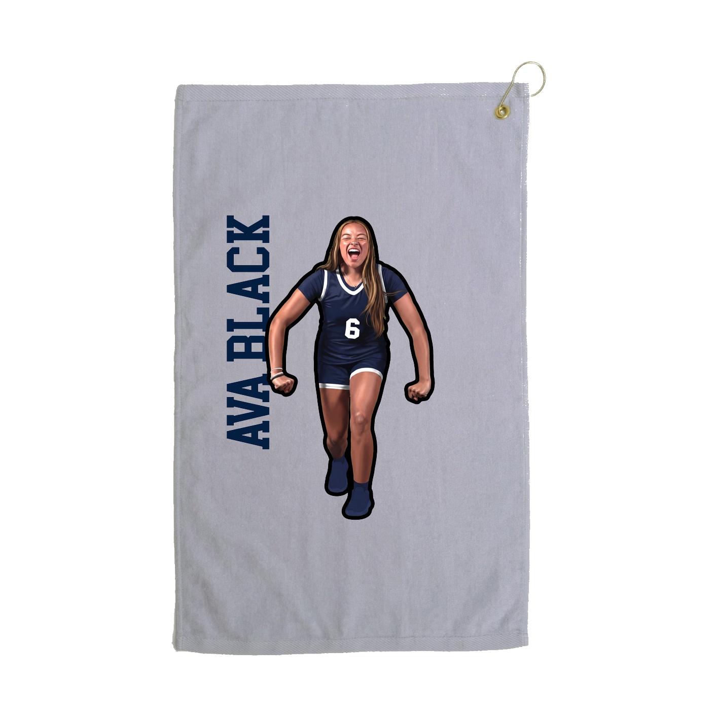 Golf Towel — Name Vertical in Grey