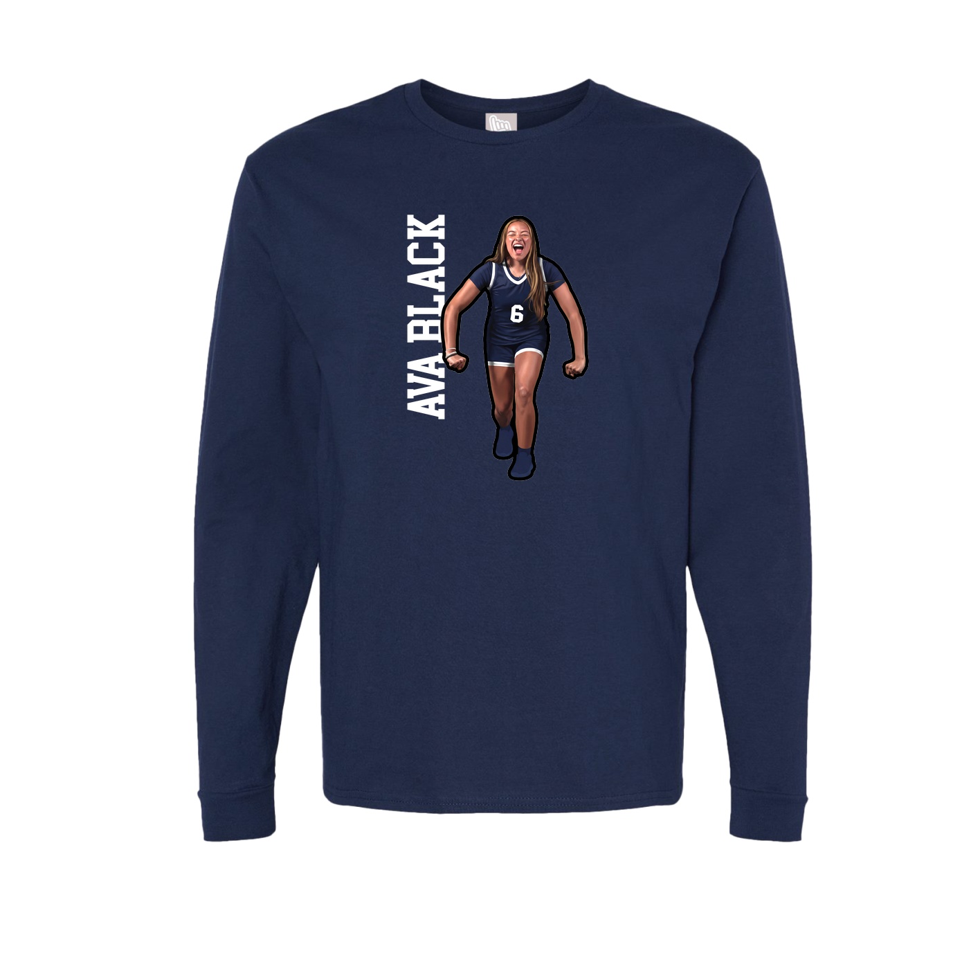 Long Sleeve Tee — Name Vertical in Navy