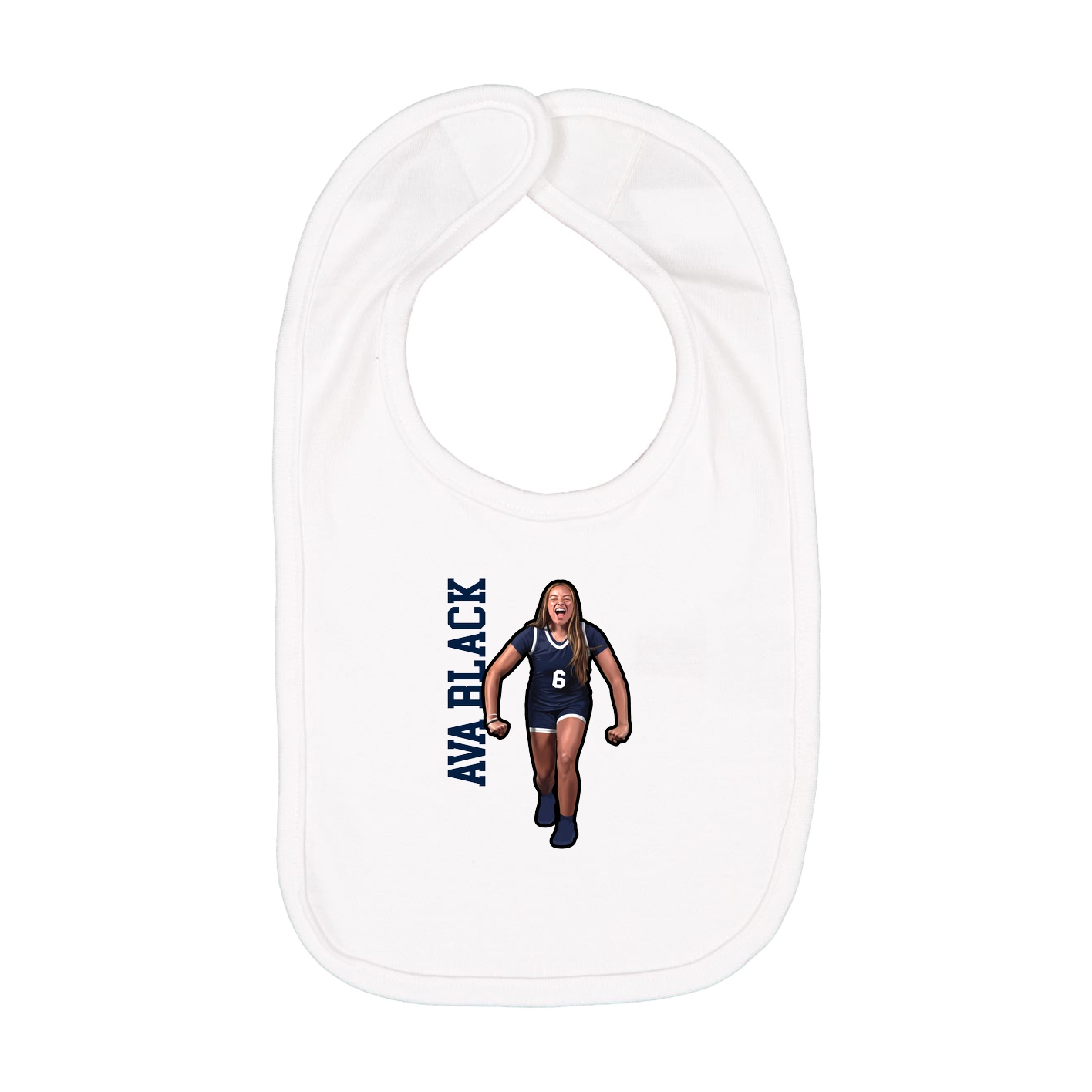 Infant Bib — Name Vertical in White