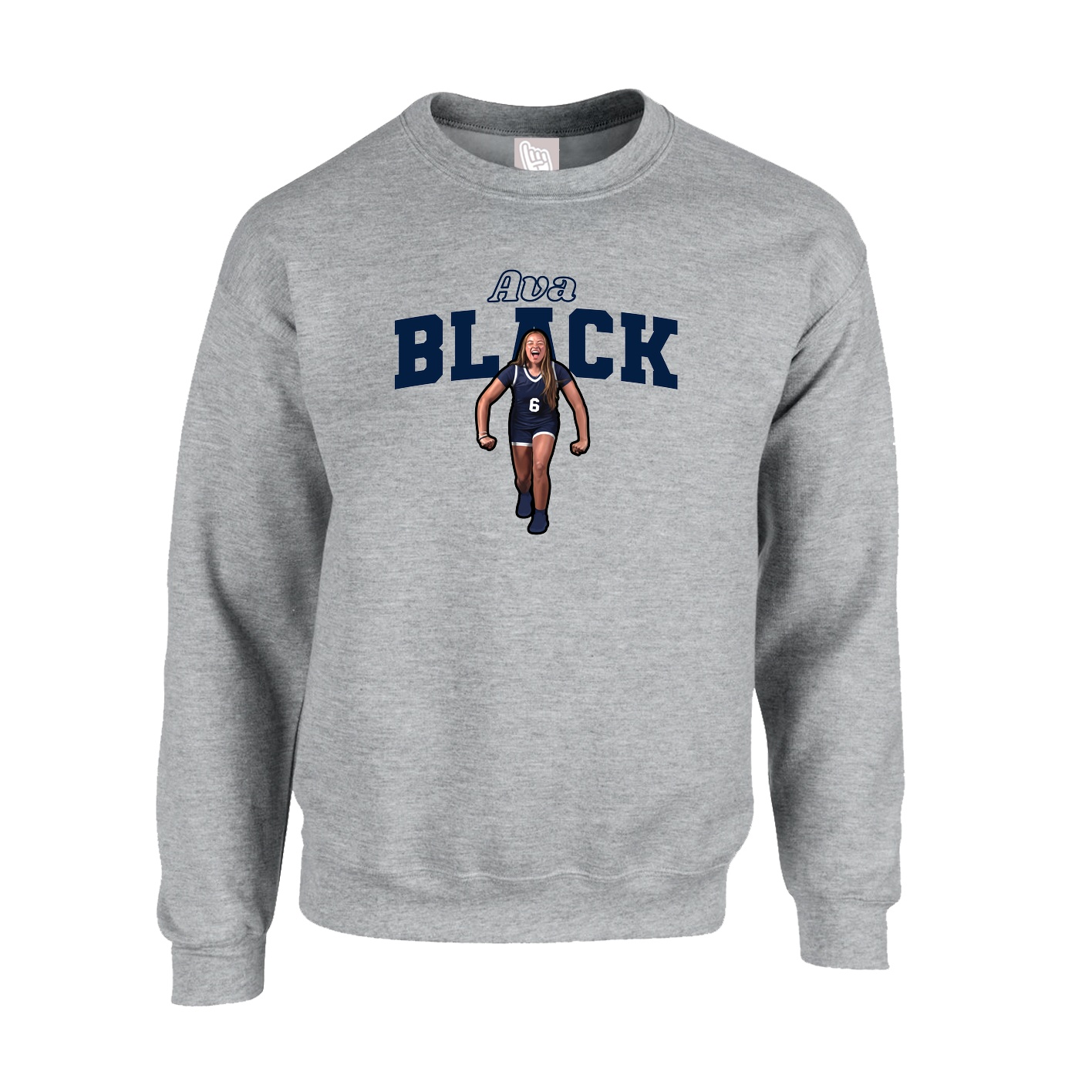 Fleece Crew — Name Arch in Grey