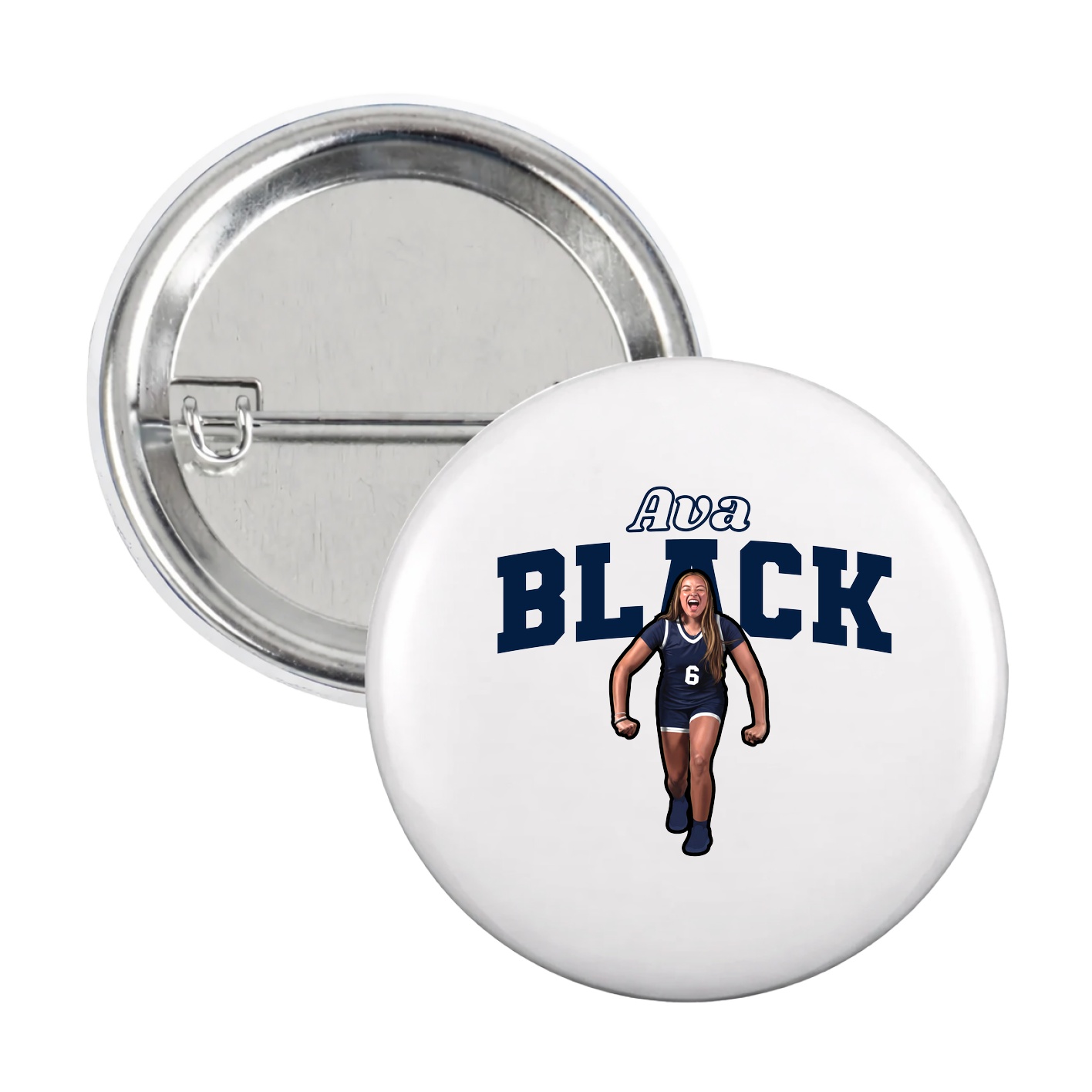 Game Day Button — Name Arch in White