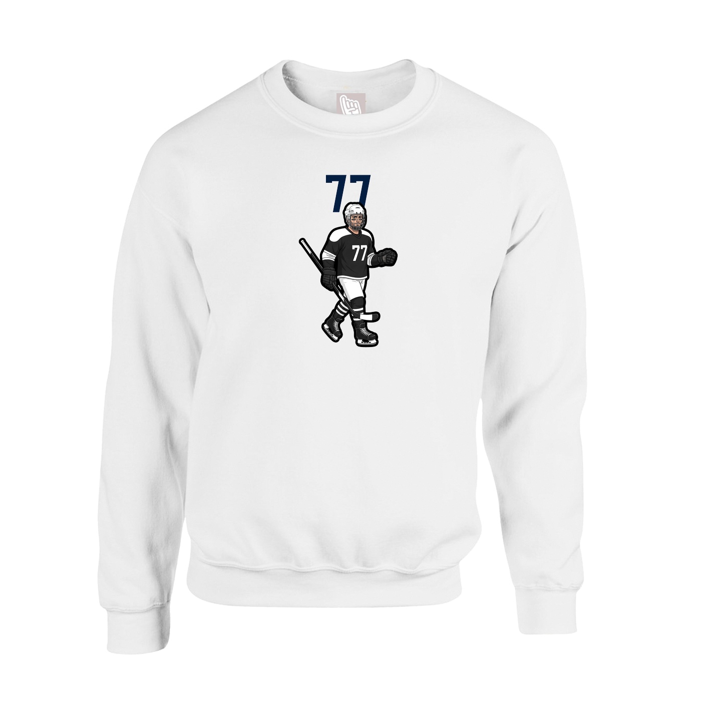 Fleece Crew — Number Top in White