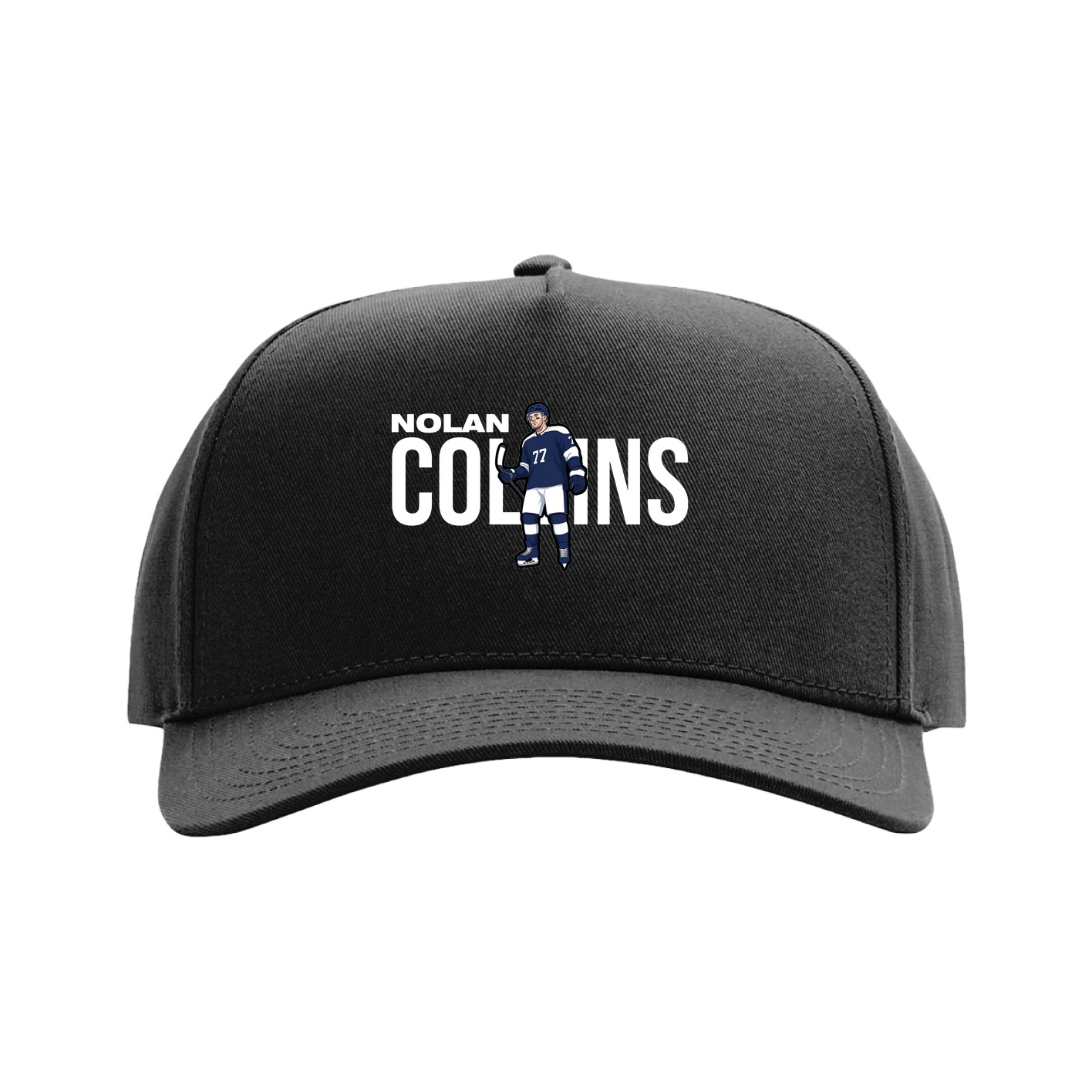 Full Fabric Five-Panel Champ Cap — Player Name in Black