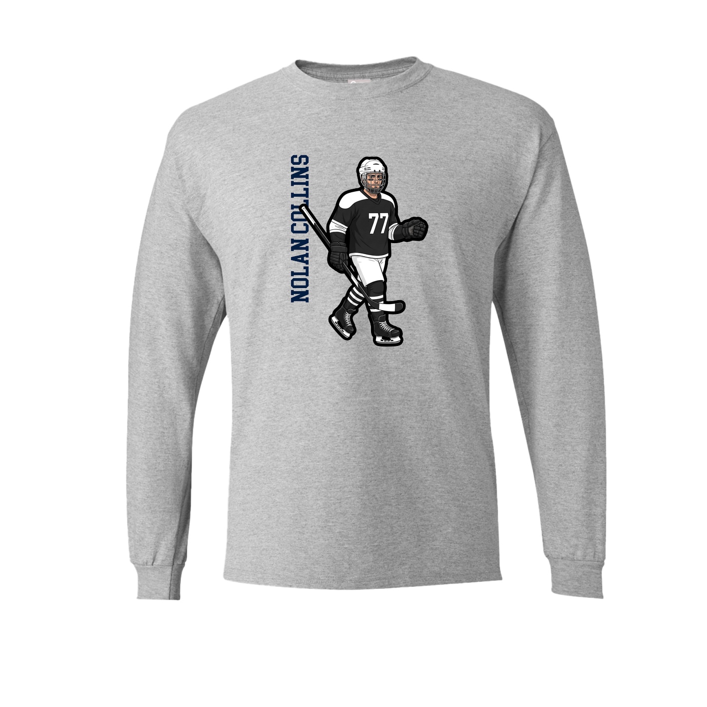 Long Sleeve Tee — Name Vertical in Grey