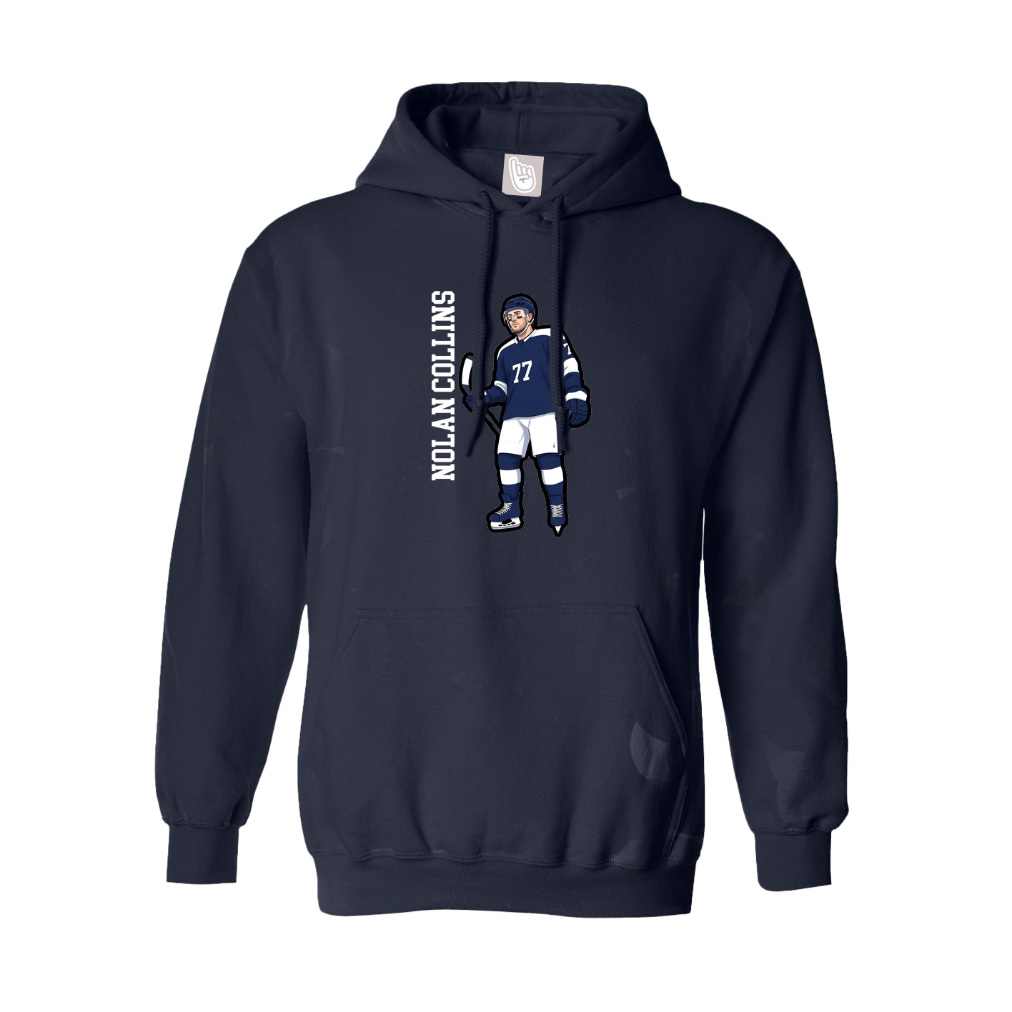 Hoodie — Name Vertical in Navy
