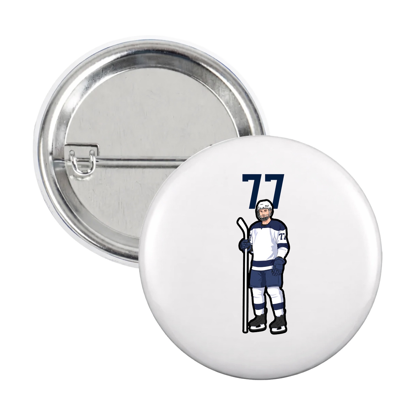 Game Day Button — Number Top in White