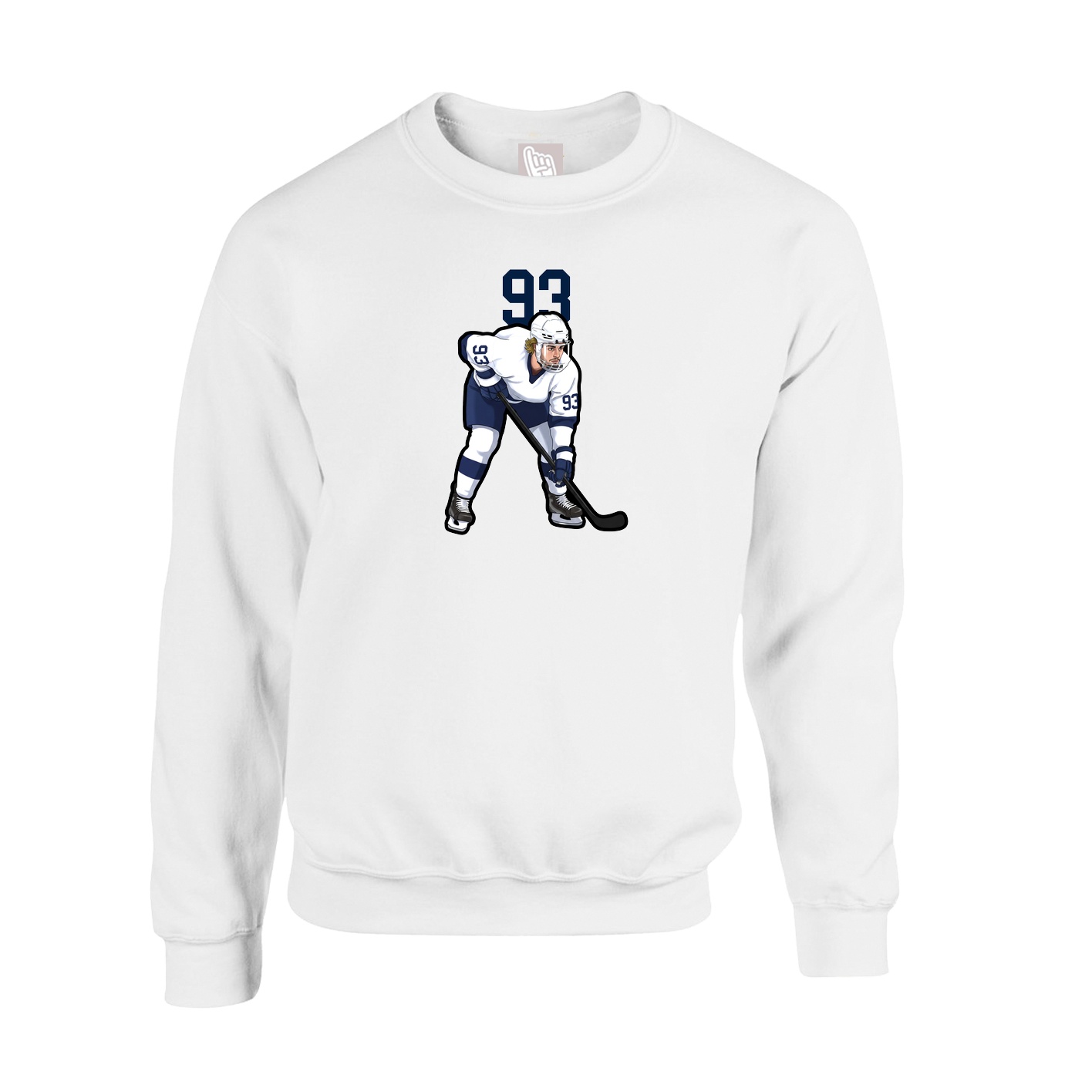 Fleece Crew — Number Top in White