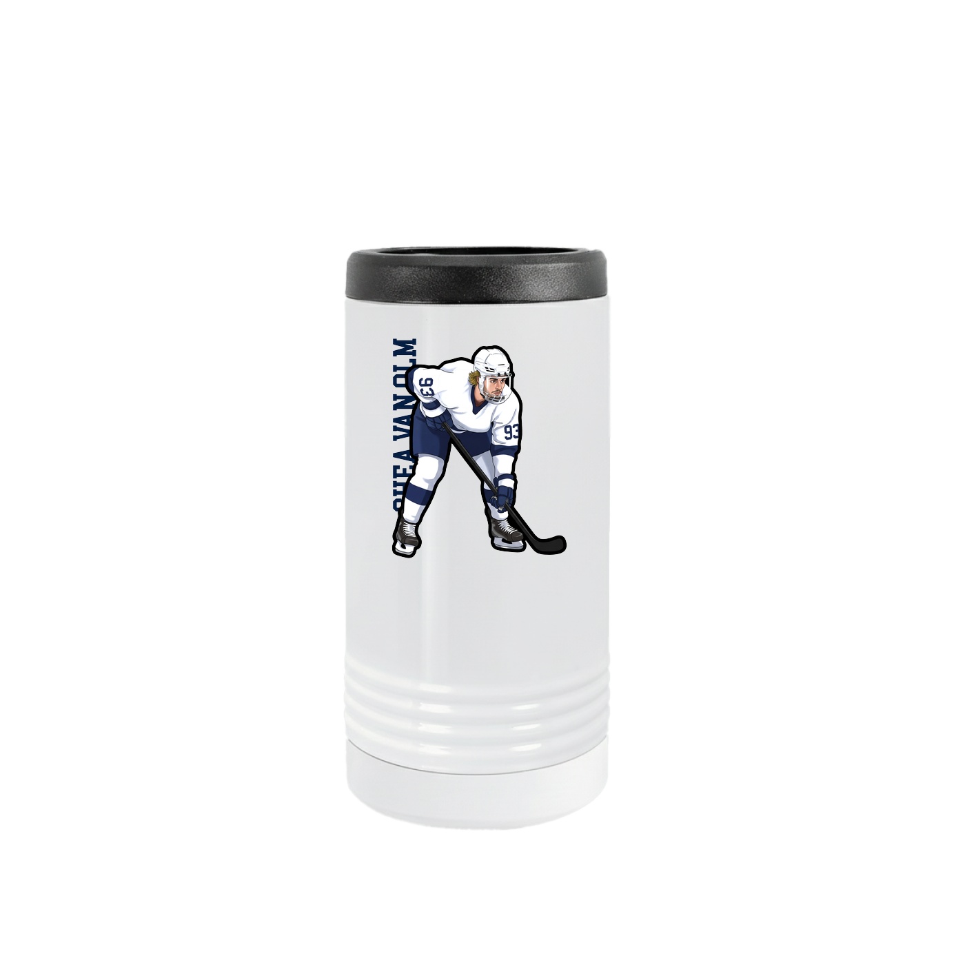Slim Beverage Holder — Name Vertical in White
