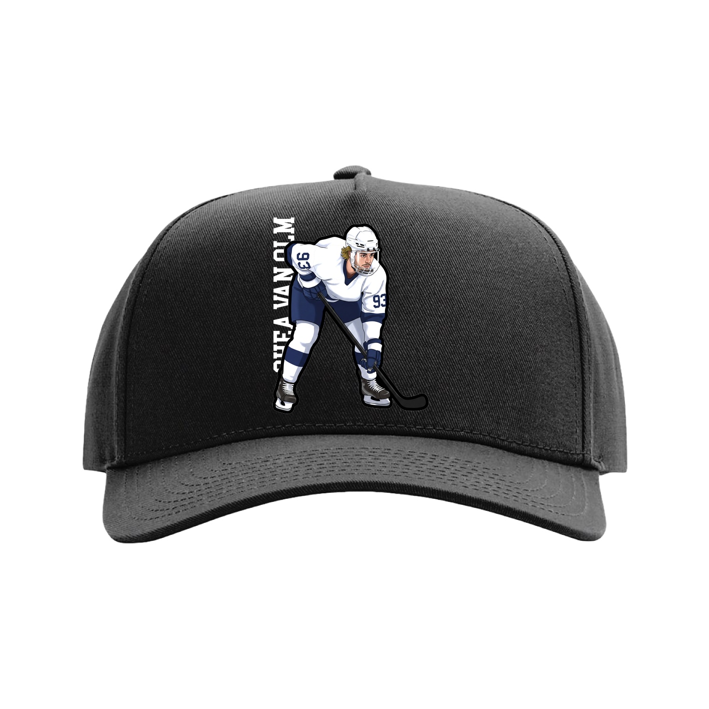 Full Fabric Five-Panel Champ Cap — Name Vertical in Black