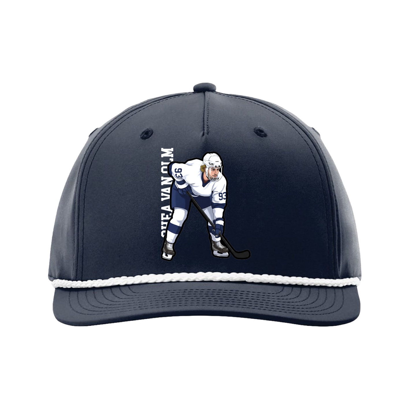 Five-Panel Classic Rope Cap — Name Vertical in Navy