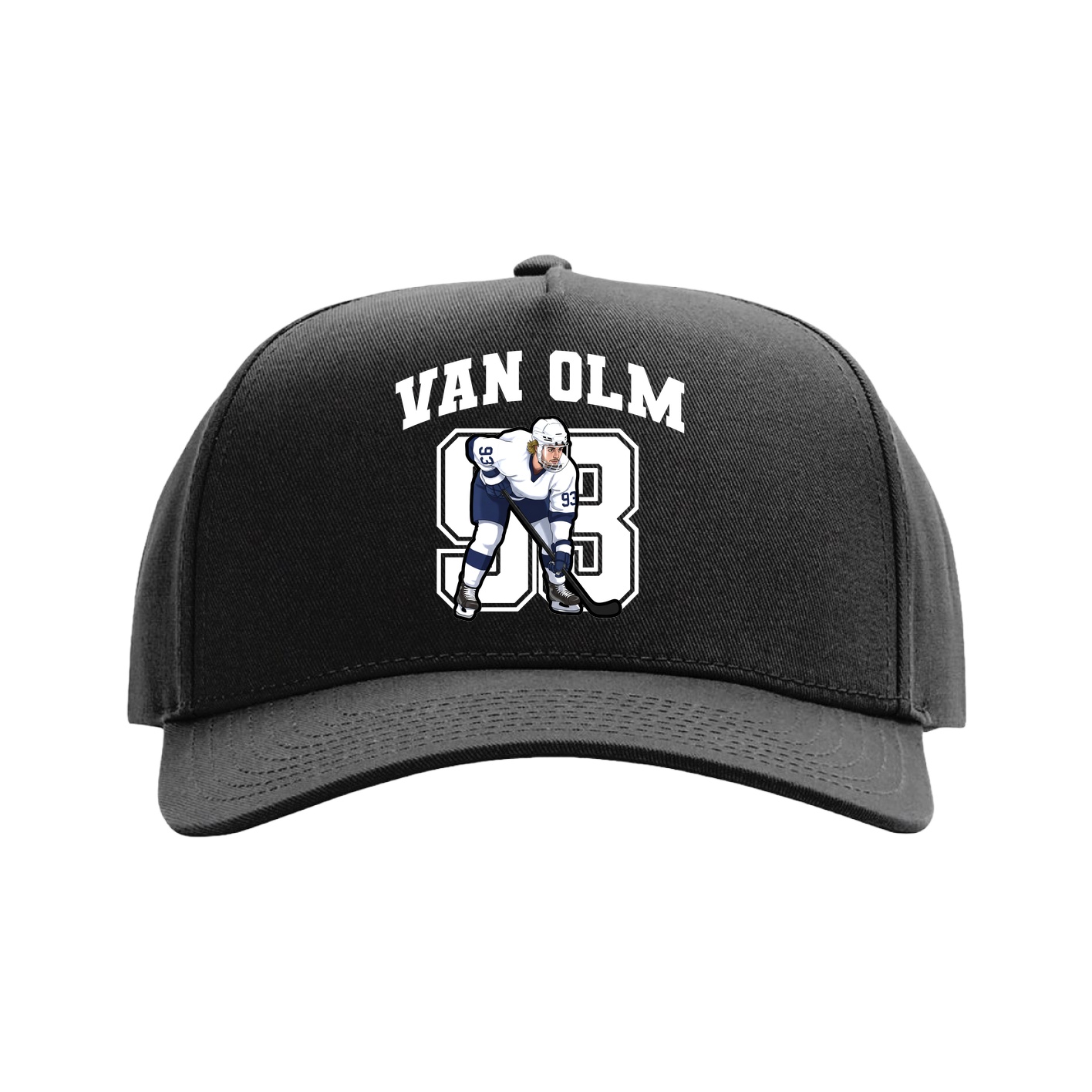 Full Fabric Five-Panel Champ Cap — Number in Black