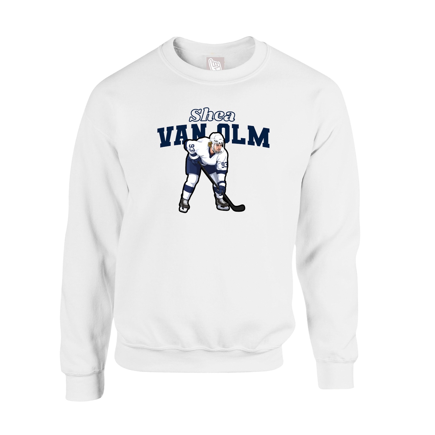 Fleece Crew — Name Arch in White