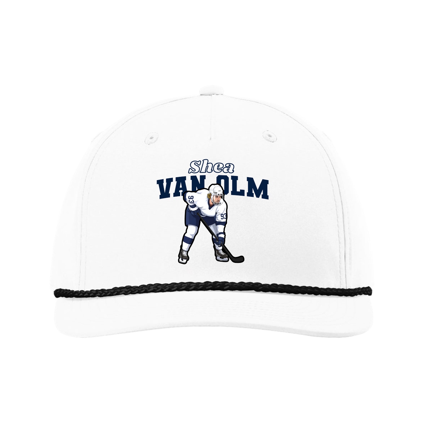 Five-Panel Classic Rope Cap — Name Arch in White