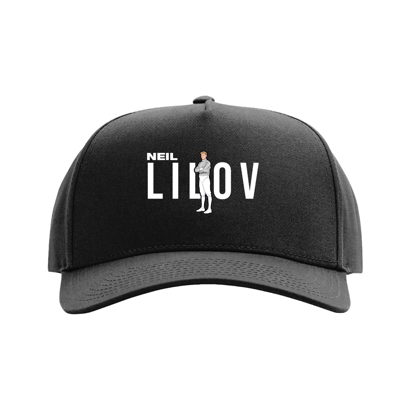 Full Fabric Five-Panel Champ Cap — Player Name in Black