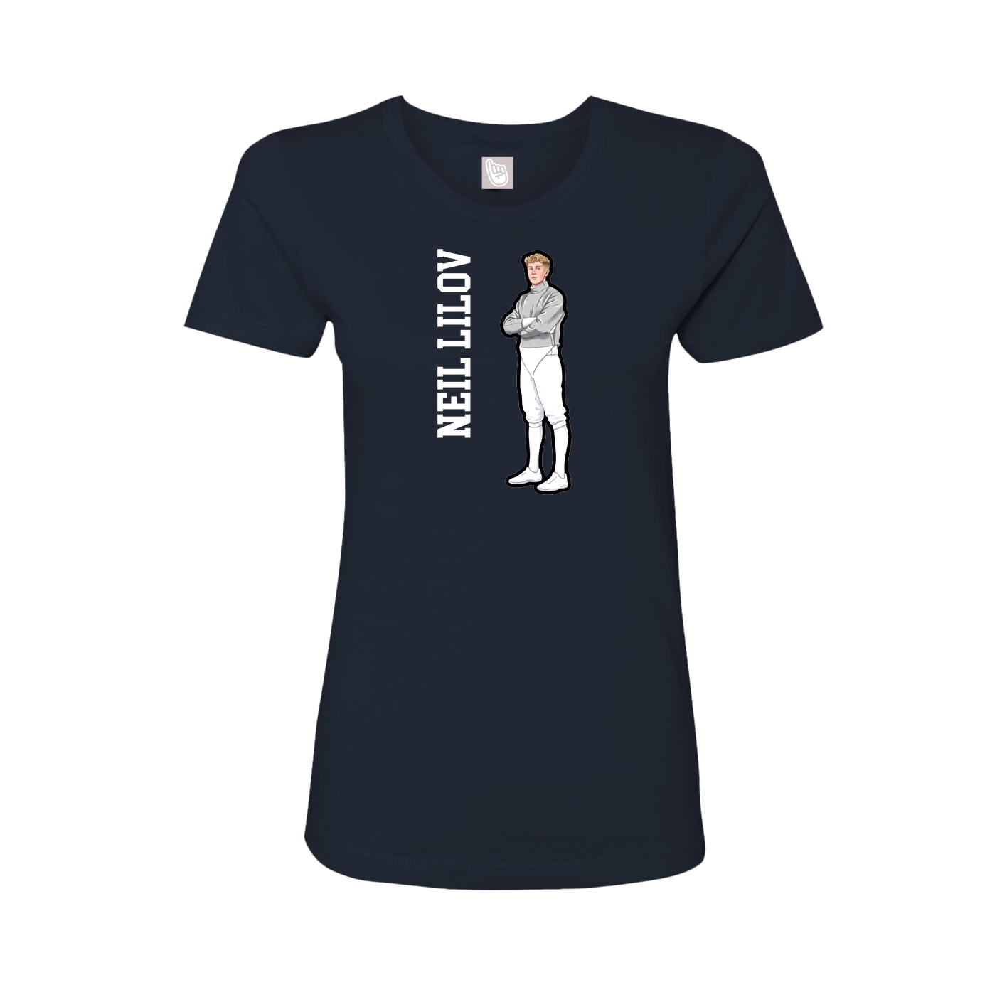 Fitted Women's Tee — Name Vertical in Navy