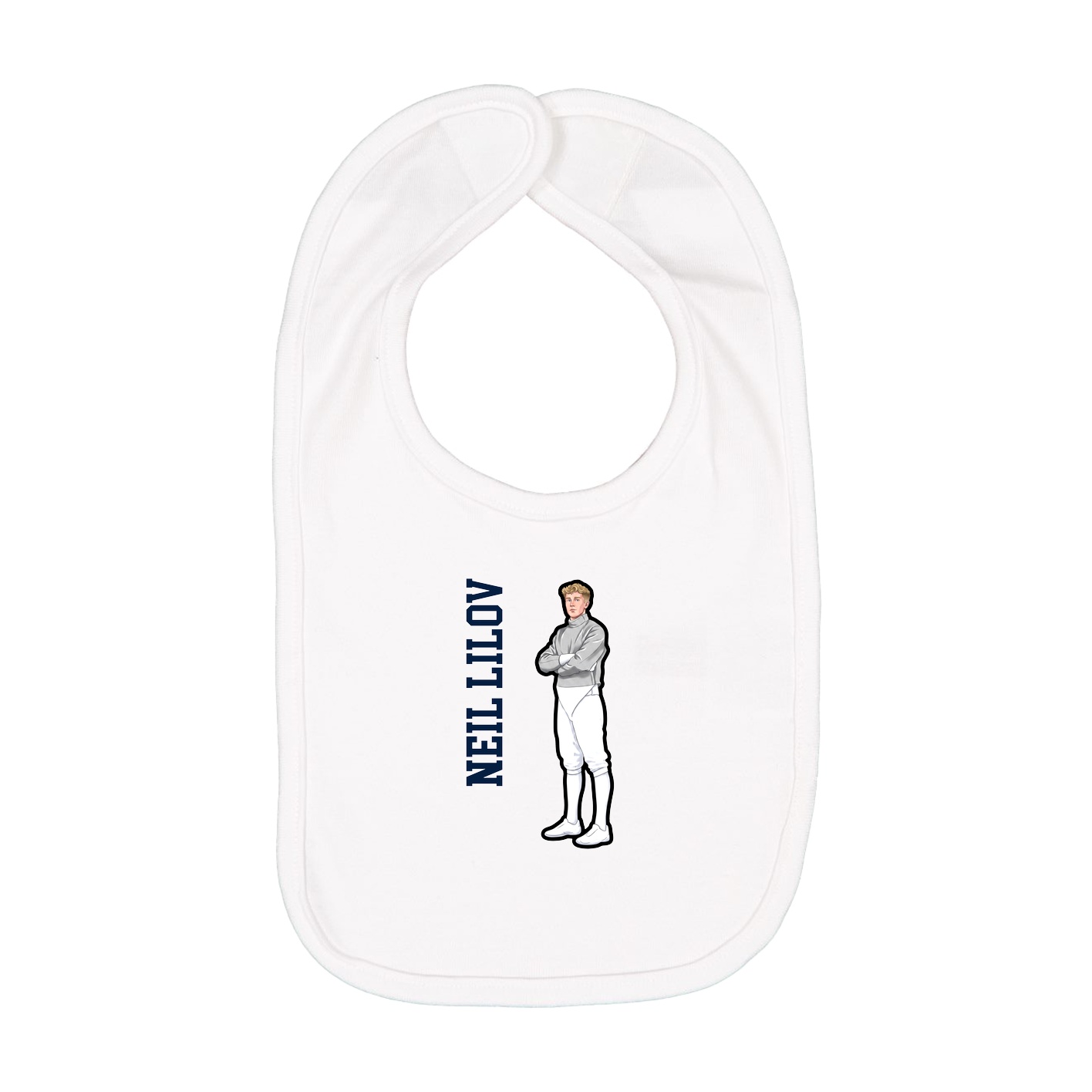 Infant Bib — Name Vertical in White