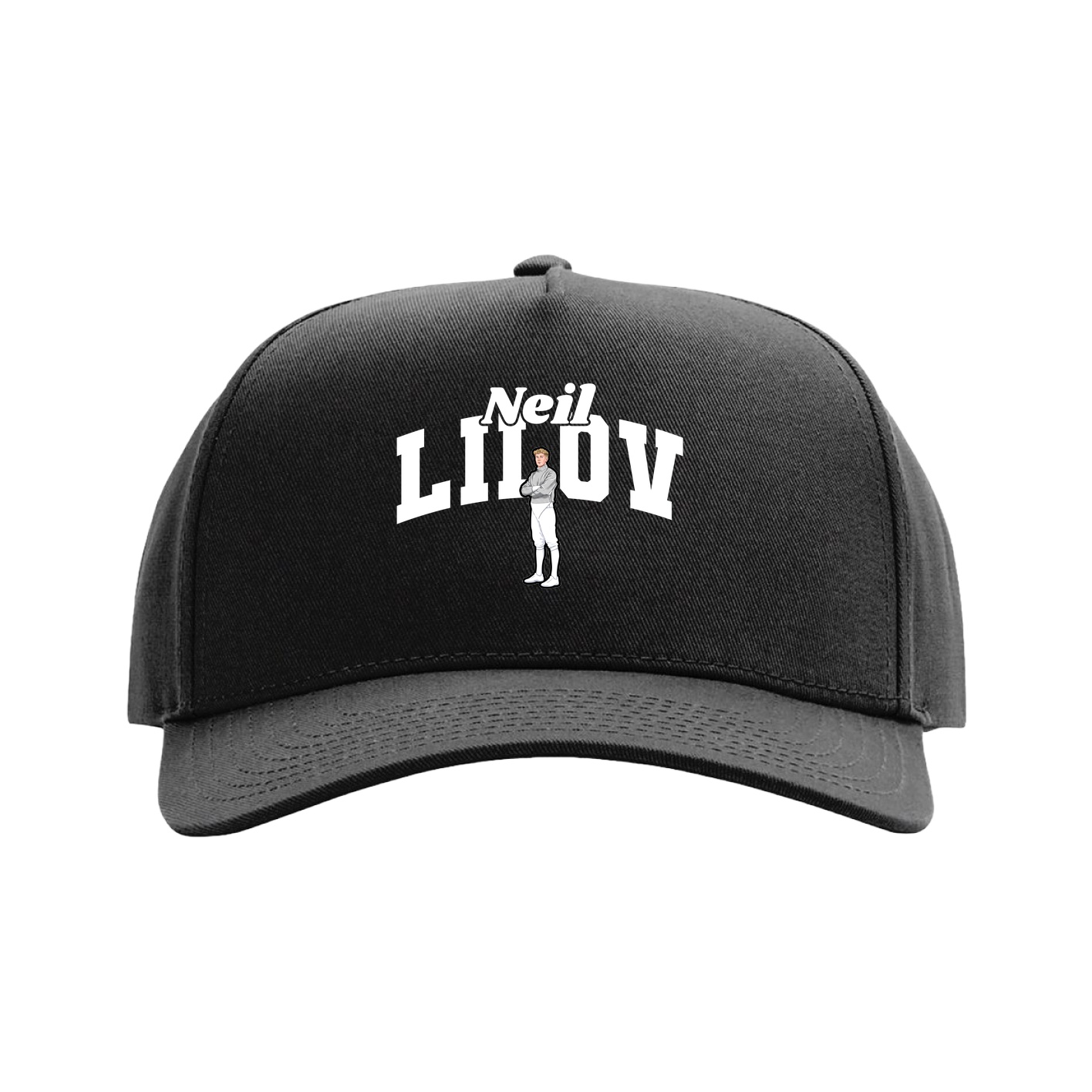 Full Fabric Five-Panel Champ Cap — Signature Arch in Black