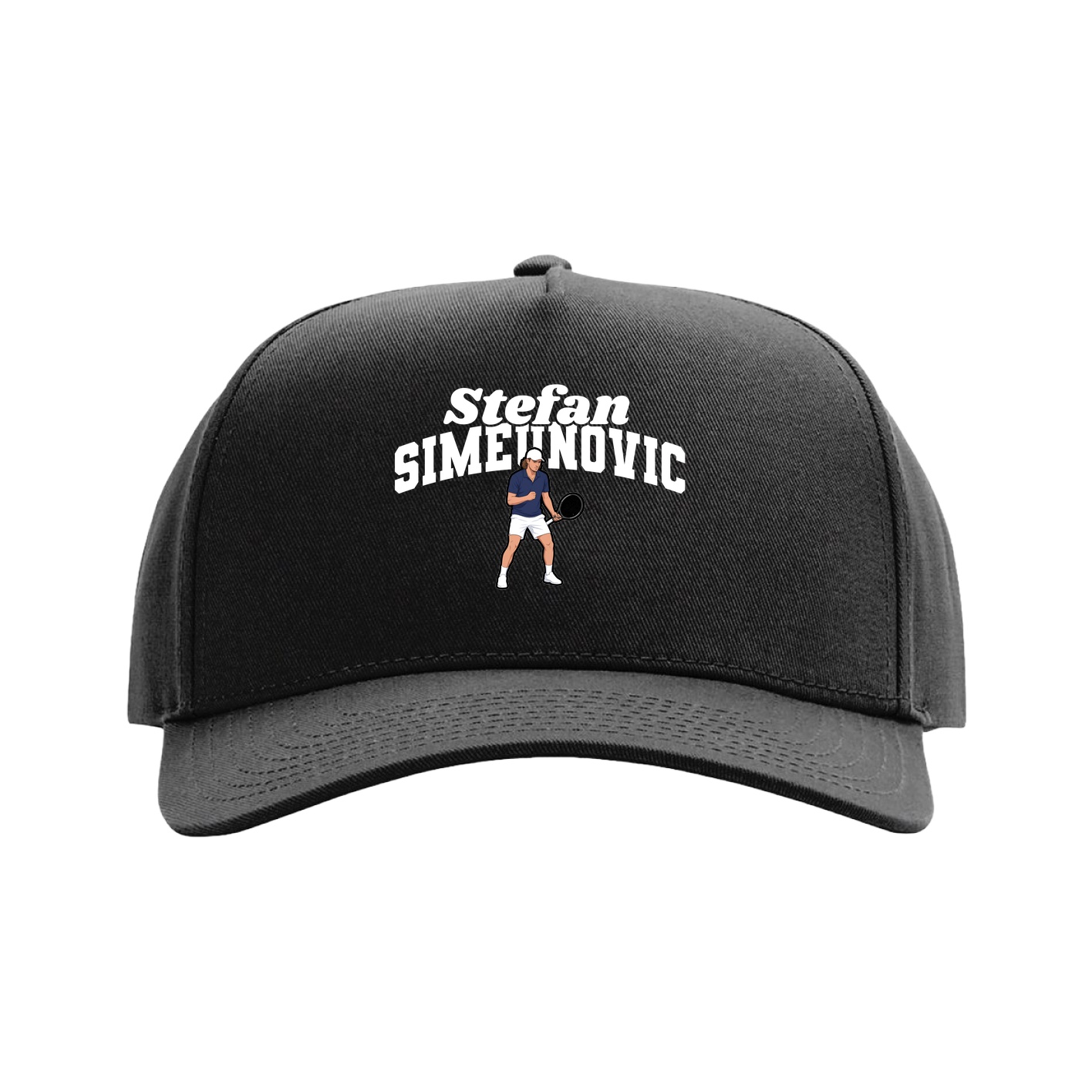 Full Fabric Five-Panel Champ Cap — Signature Arch in Black