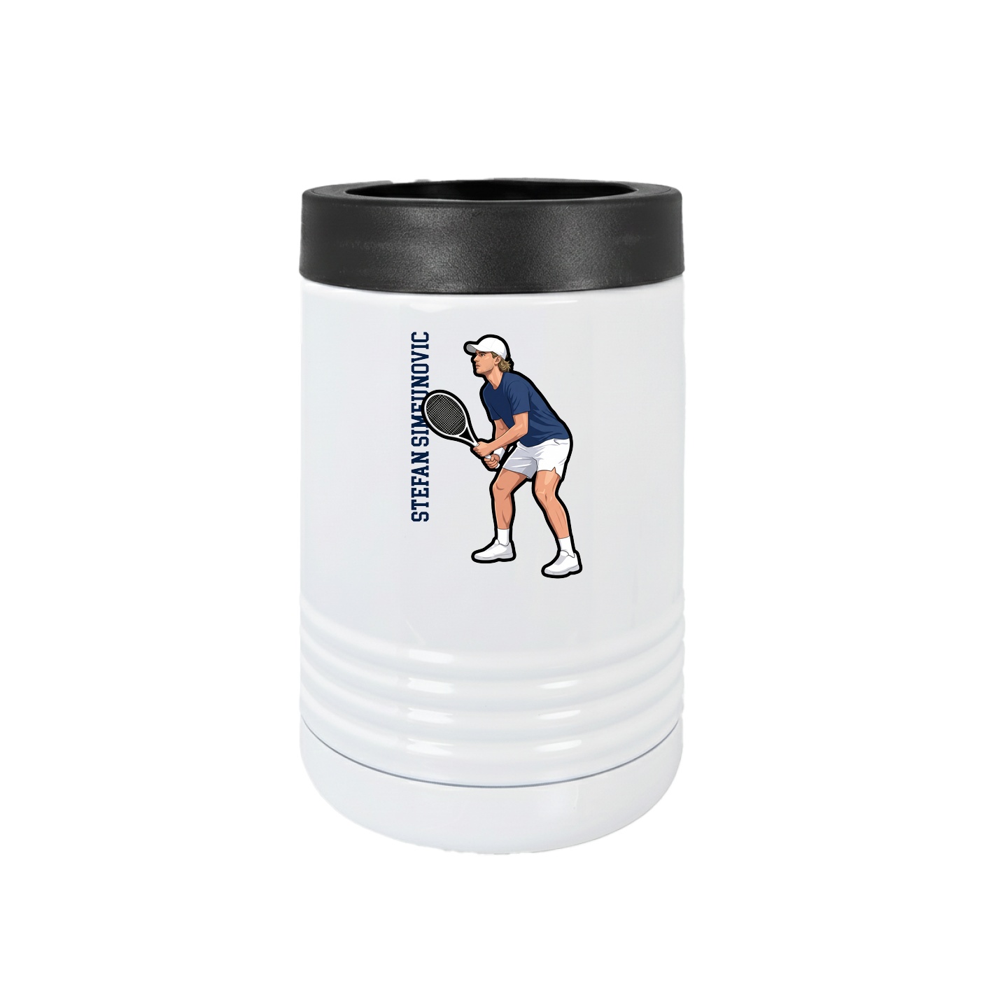 Beverage Holder — Name Vertical in White