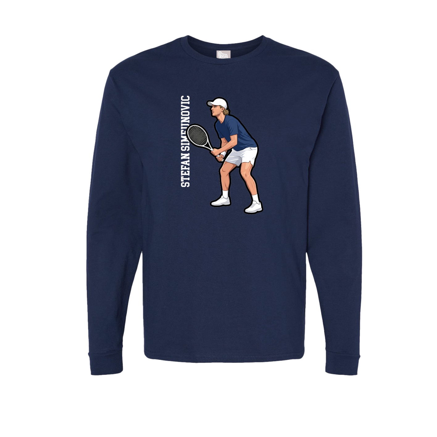 Long Sleeve Tee — Name Vertical in Navy