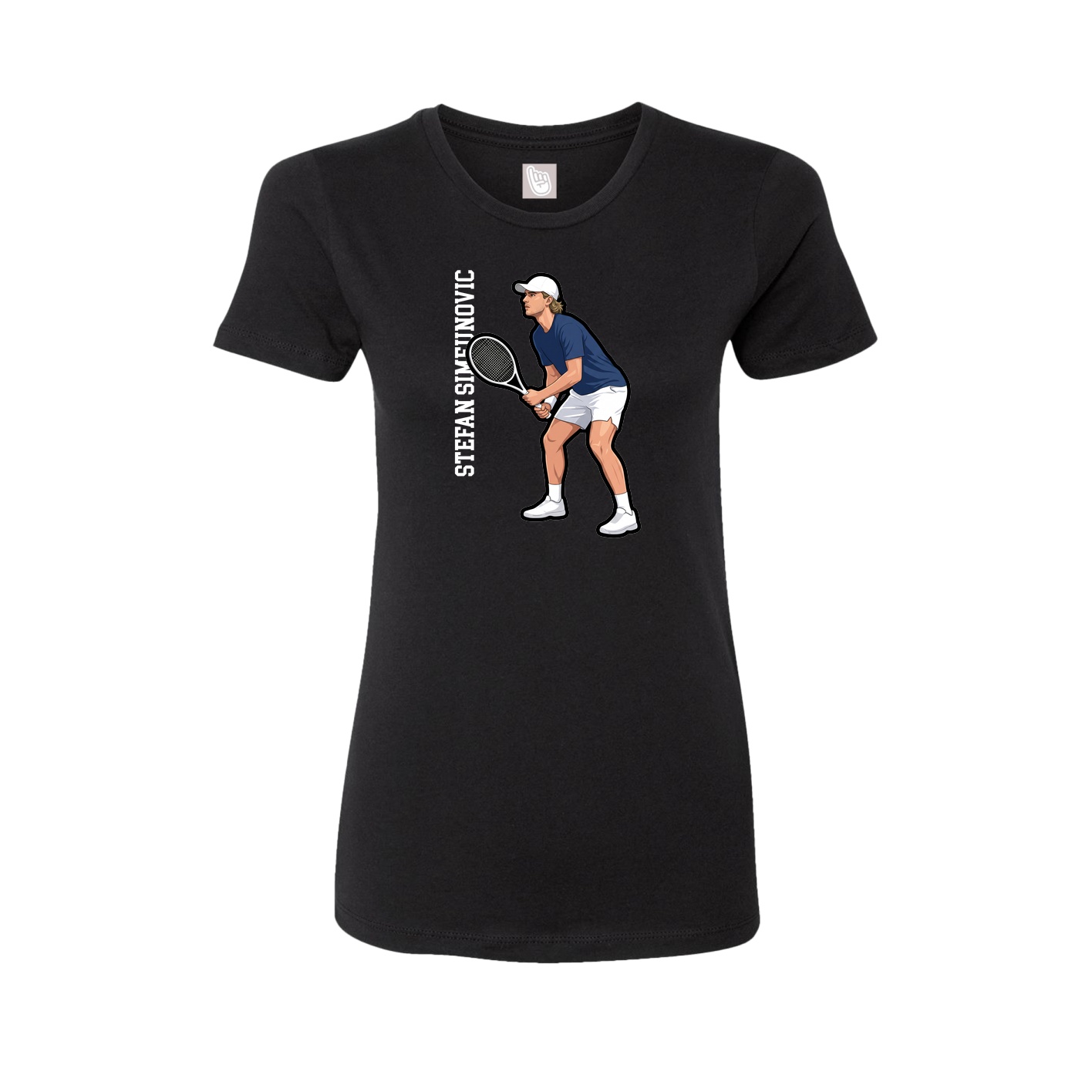 Fitted Women's Tee — Name Vertical in Black