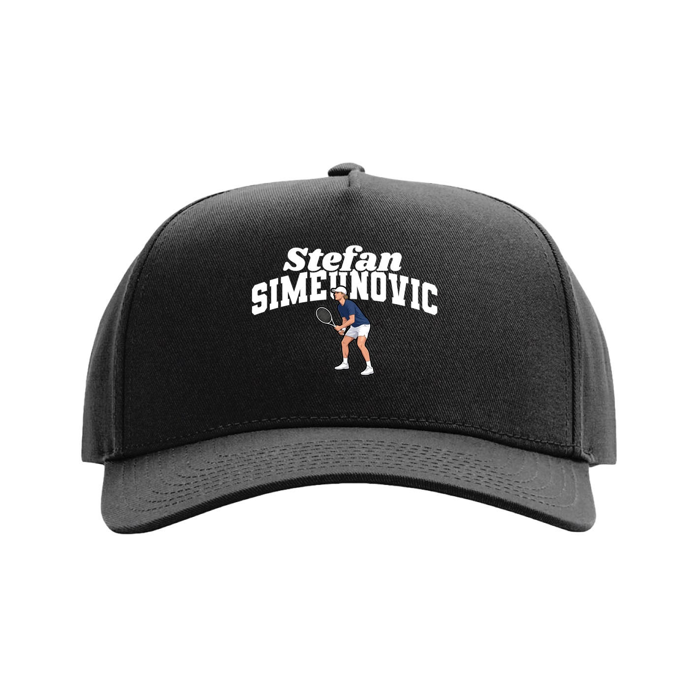 Full Fabric Five-Panel Champ Cap — Signature Arch in Black