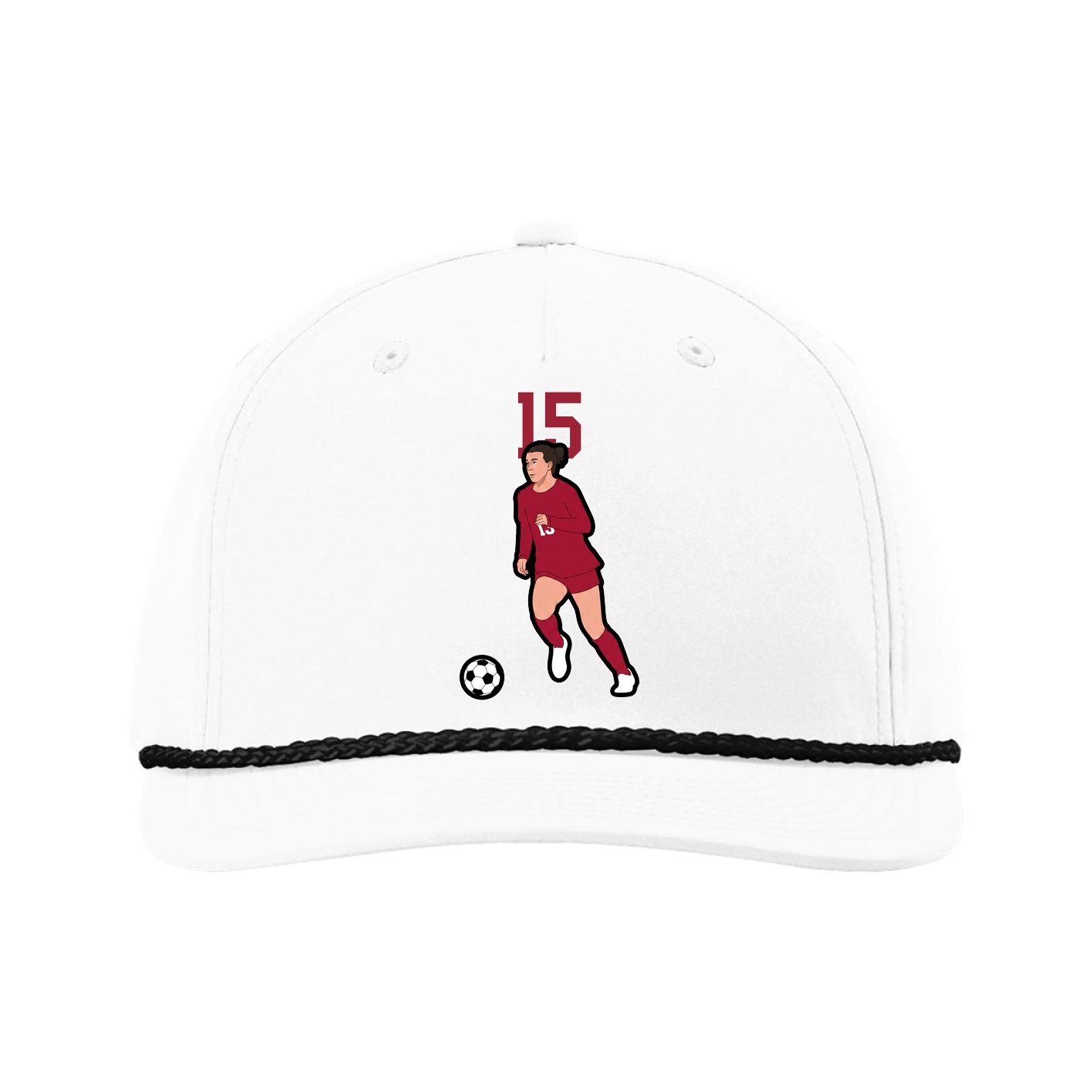 Five-Panel Classic Rope Cap — Number Top in White