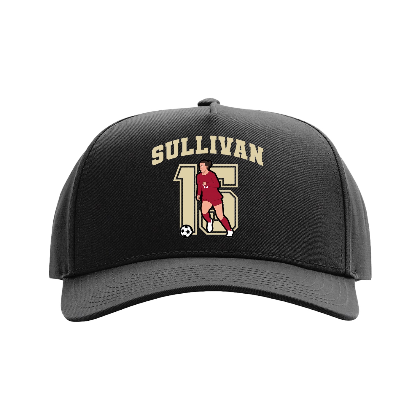 Full Fabric Five-Panel Champ Cap — Number in Black