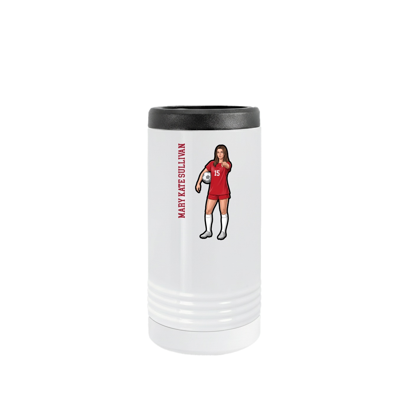 Slim Beverage Holder — Name Vertical in White