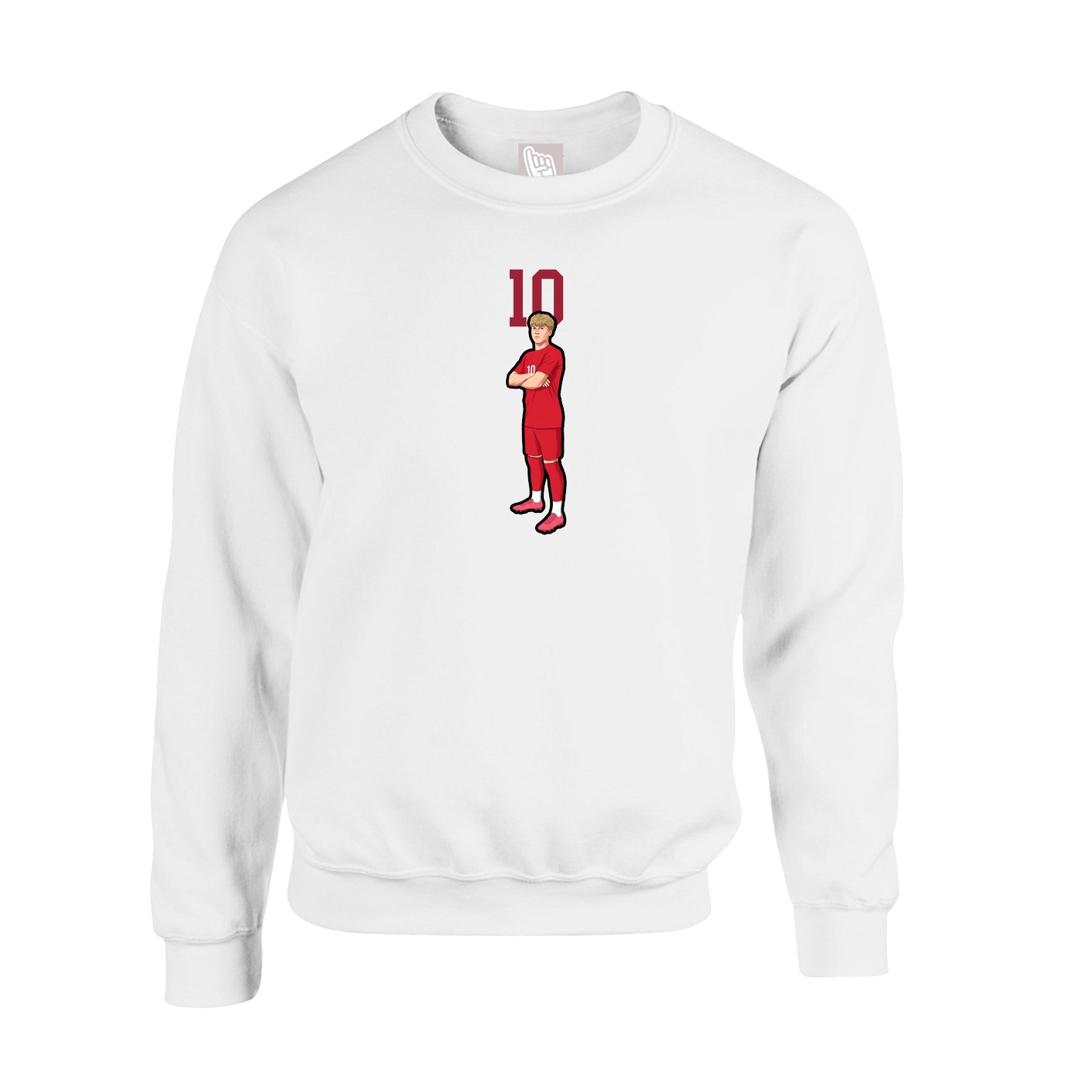Fleece Crew — Number Top in White