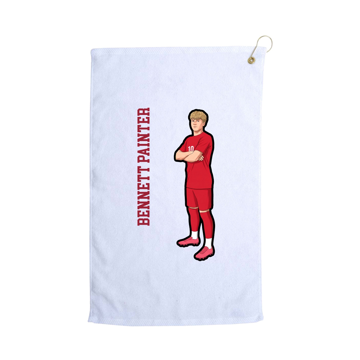 Golf Towel — Name Vertical in White