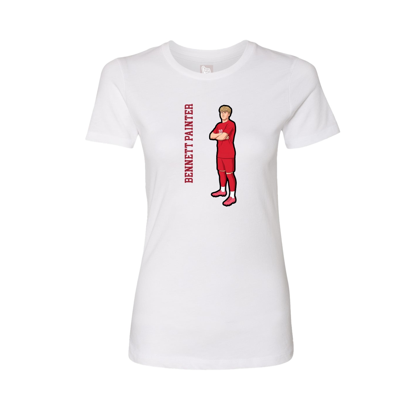 Fitted Women's Tee — Name Vertical in White
