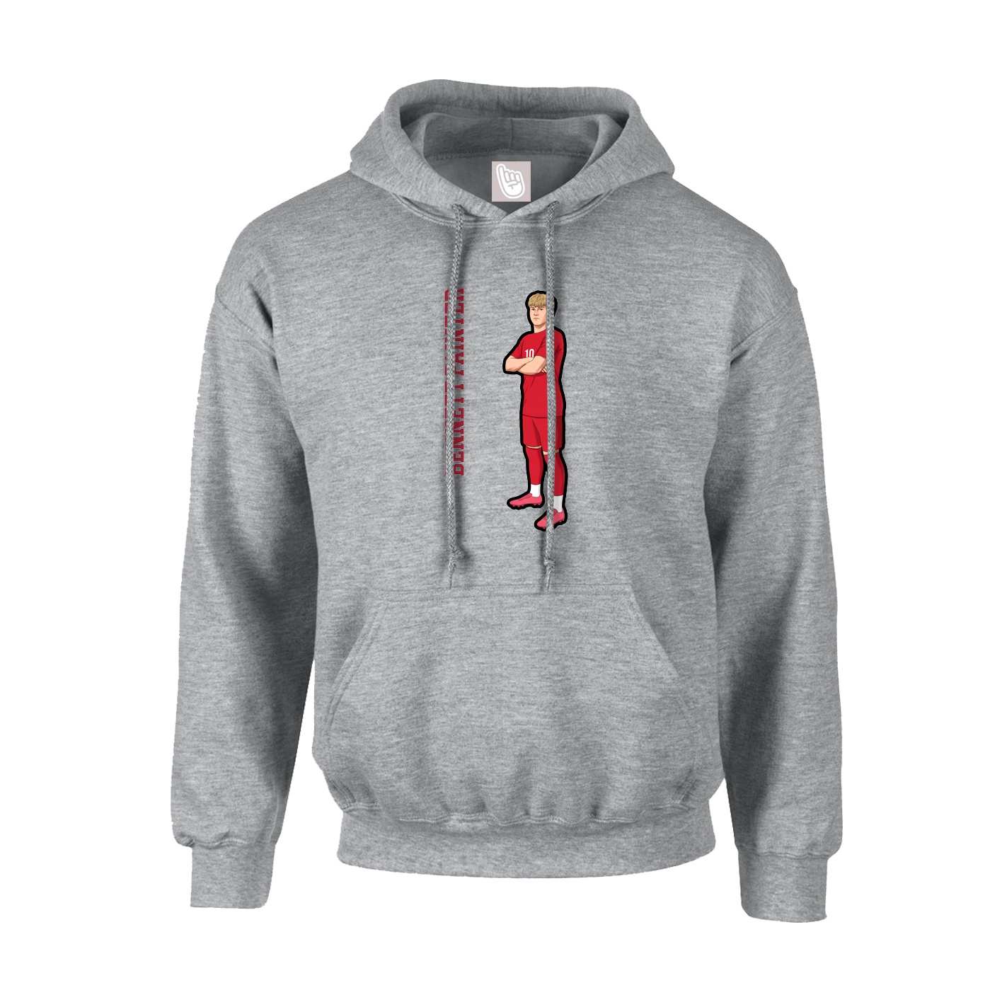 Youth Hoodie — Name Vertical in Grey