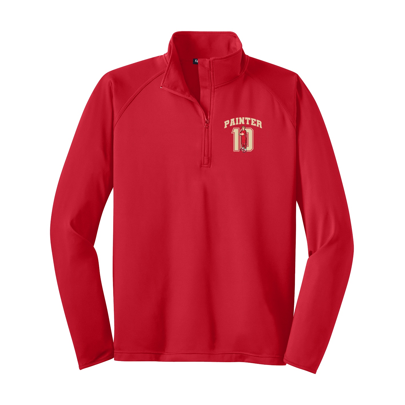 Q-Zip Pullover — Number in Red