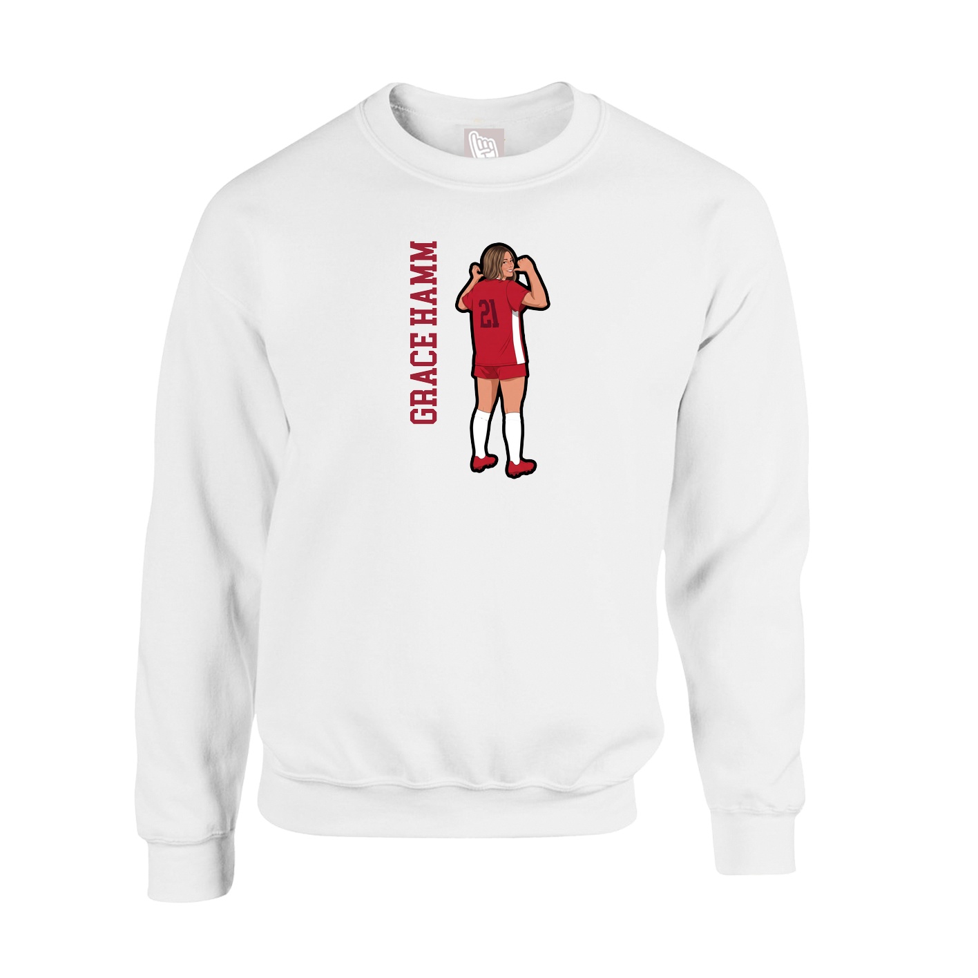 Fleece Crew — Name Vertical in White