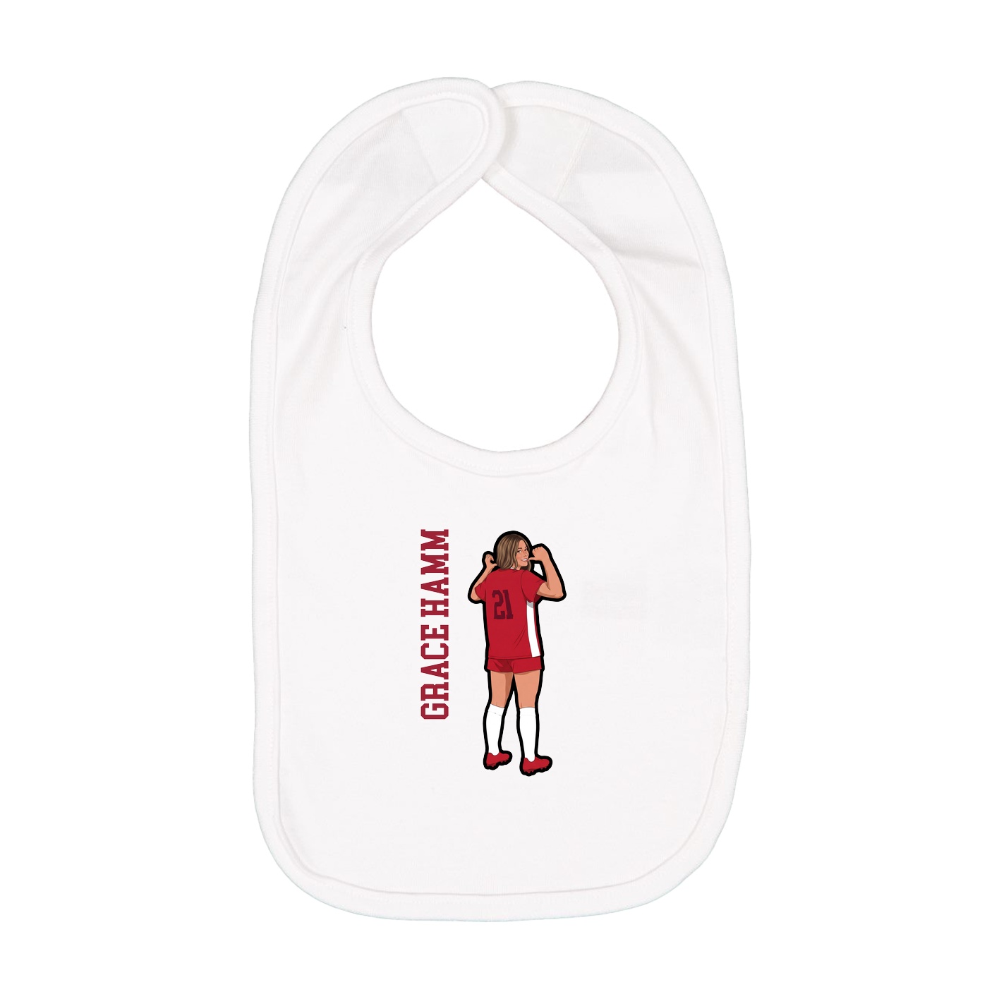 Infant Bib — Name Vertical in White
