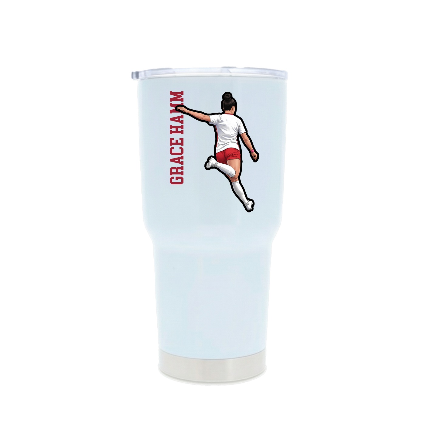 30oz Stainless Steel Tumbler — Name Vertical in White
