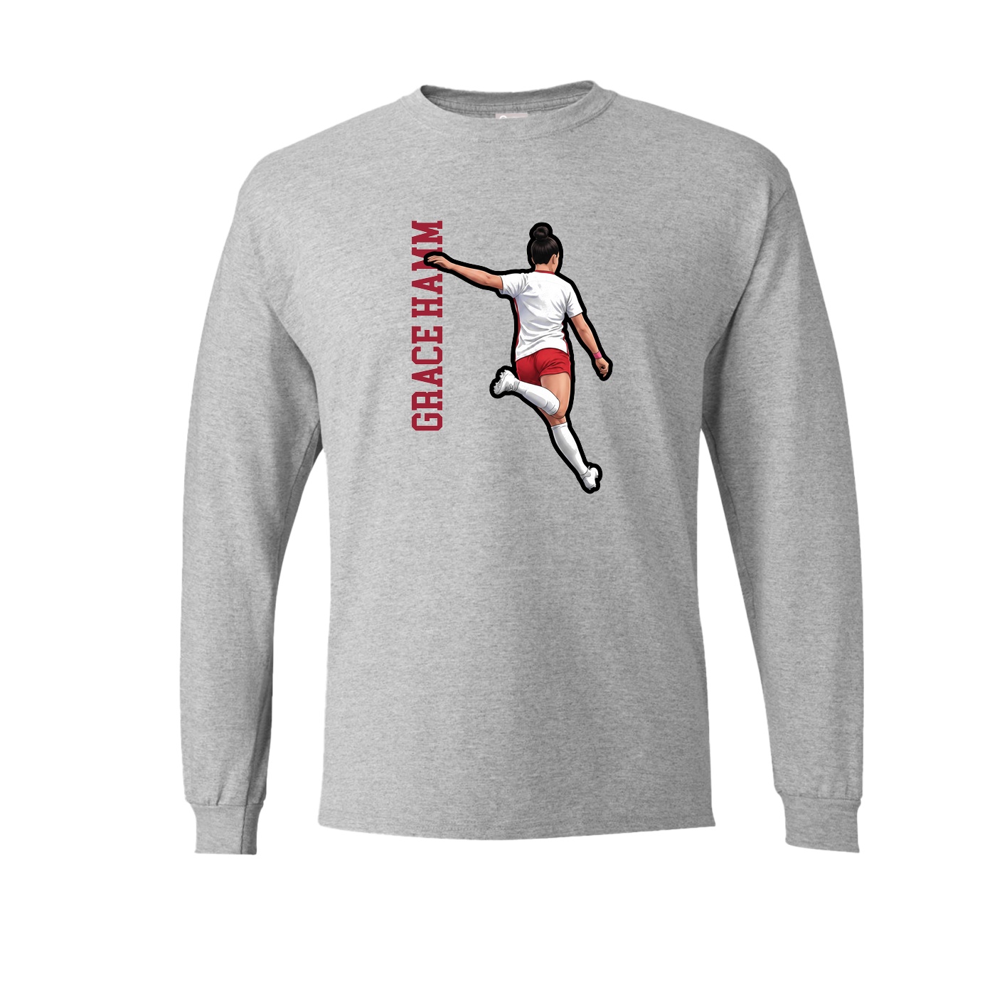 Long Sleeve Tee — Name Vertical in Grey
