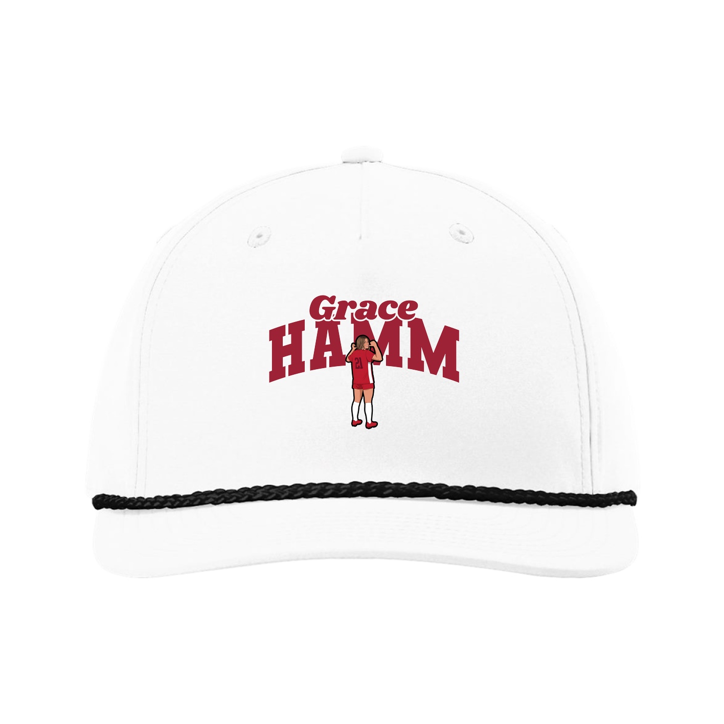 Five-Panel Classic Rope Cap — Signature Arch in White